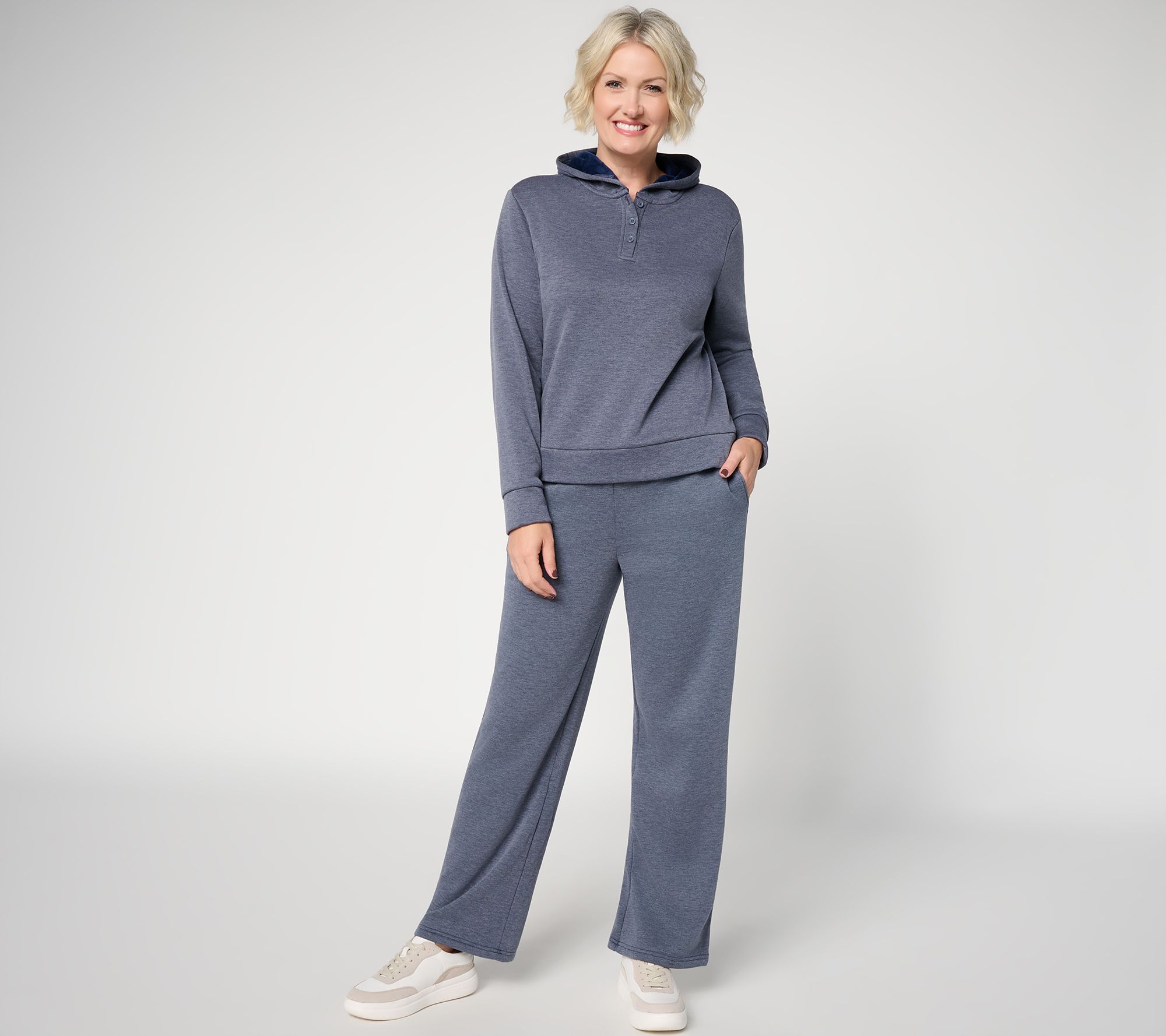 "As Is" Berkshire Homewear Reg. Jersey Hooded Henley & Pant