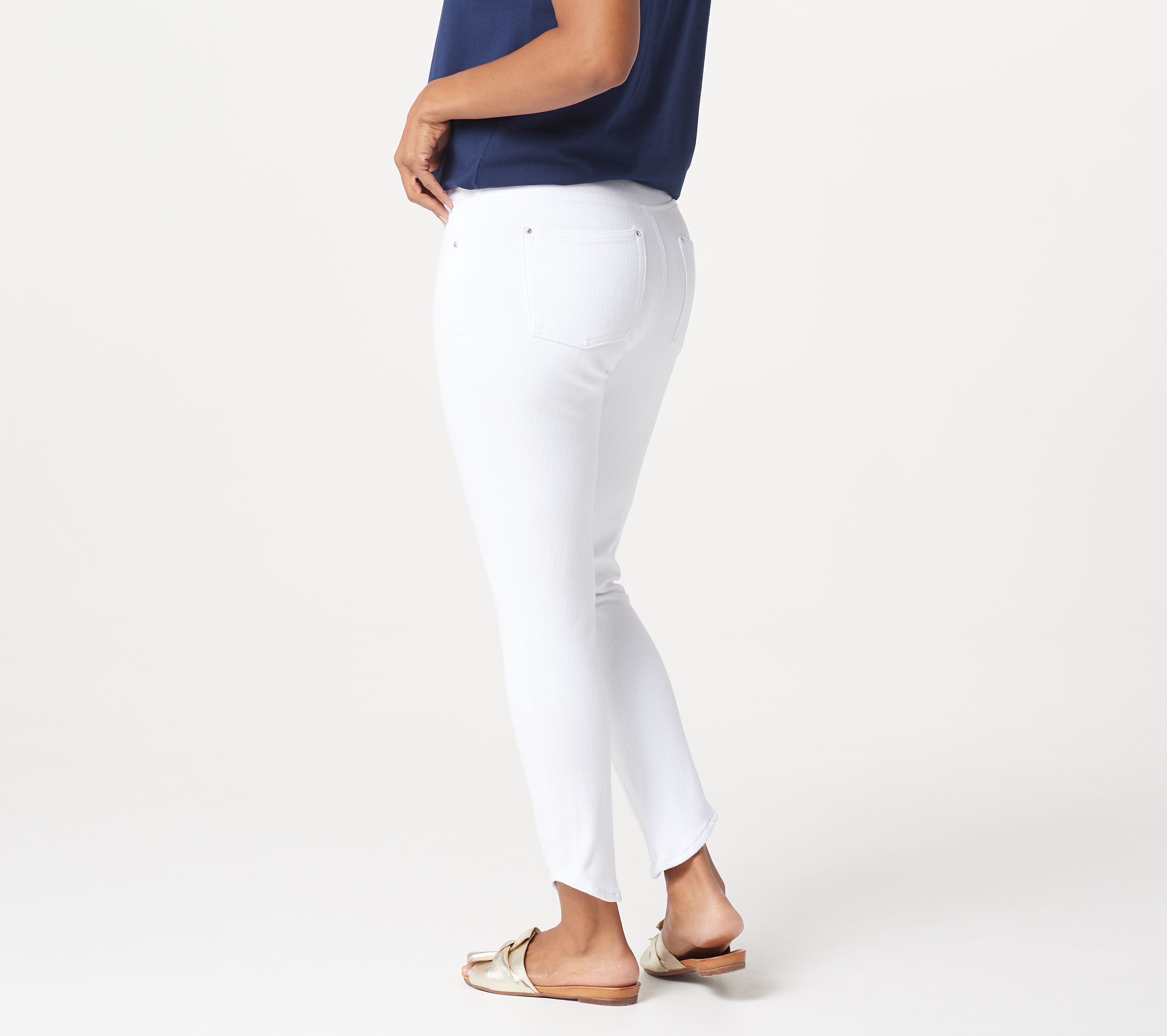 Belle by Kim Gravel Flexibelle Pull-On Jeans with Curved Hem - QVC.com