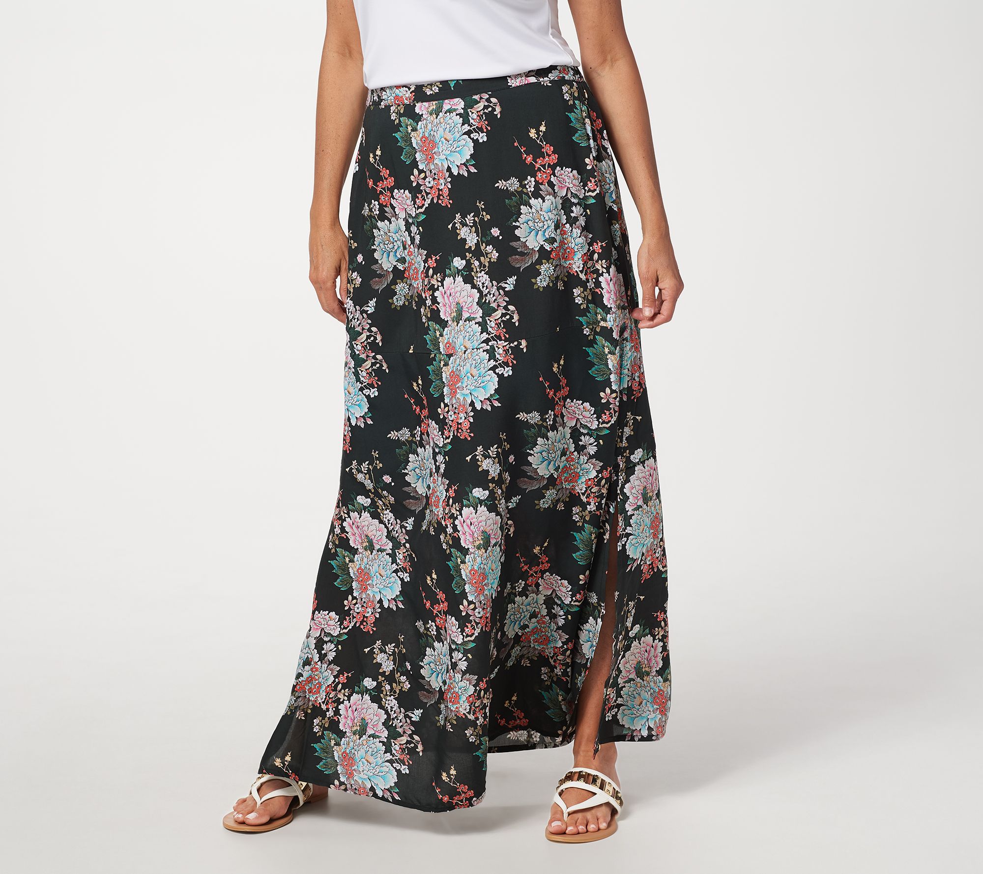 Tolani Collection Regular Printed Pull-On Woven Maxi Skirt - QVC.com