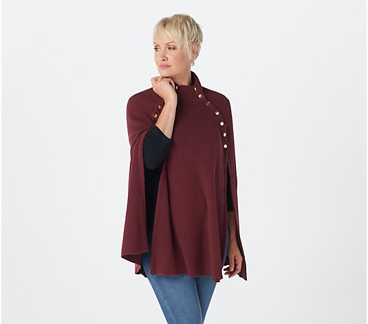 G.I.L.I. Sweater Cape with Button Detail