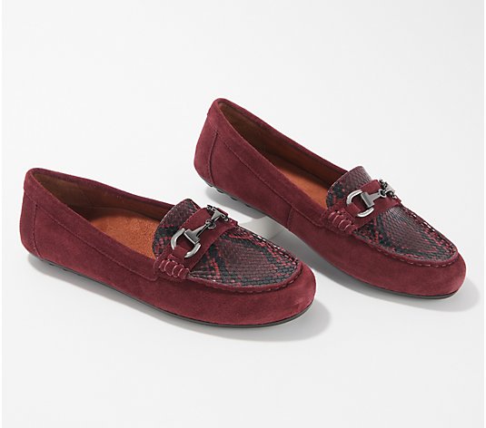 Vionic Suede Moccasins with Hardware - Dayna Snake