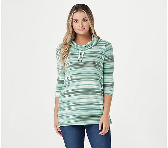 Denim & Co. Printed Heavenly Jersey Cowl Neck Tunic