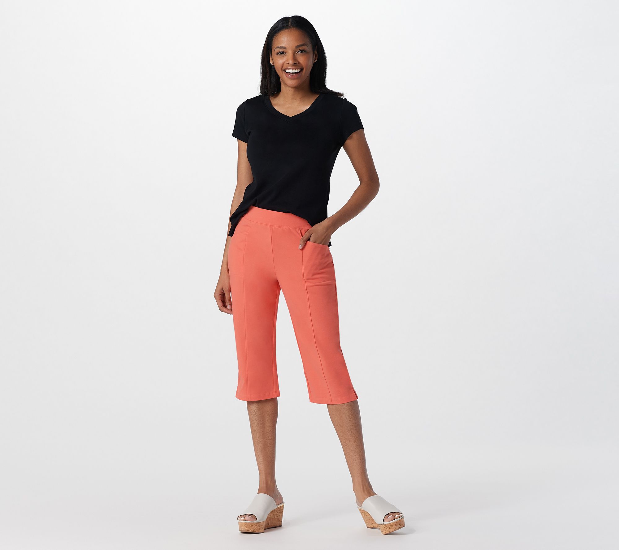 Denim & Co. Active Duo Stretch Skimmer with Pockets