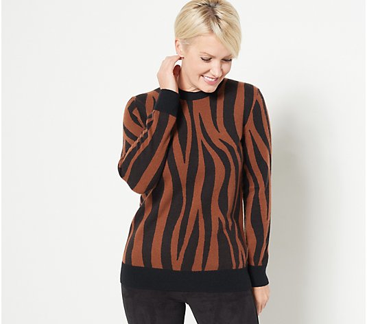 Soft by Naadam 100% Cashmere Zebra Printed Pullover Sweater