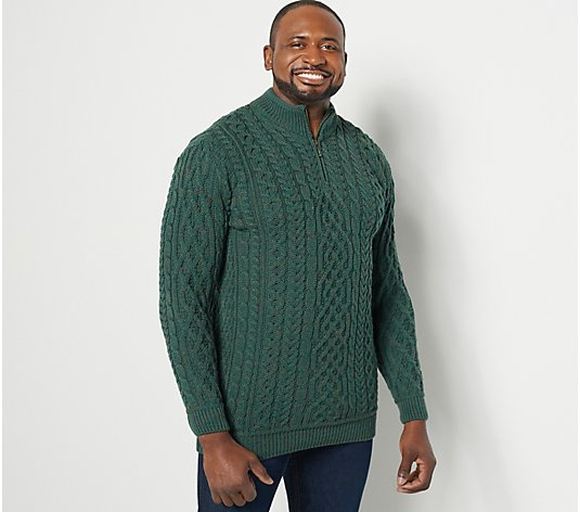 Kilronan Merino Wool Men's Zip Pullover Sweater - QVC.com
