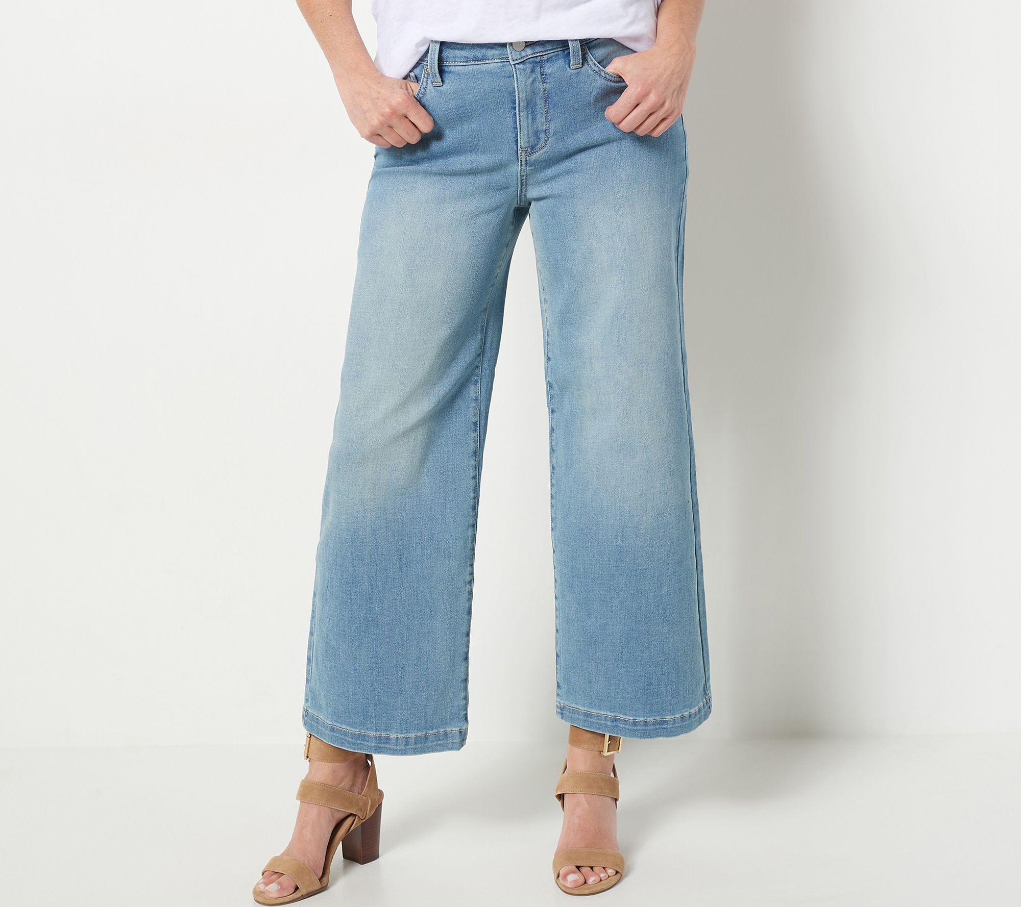 NYDJ Teresa Wide-Leg Ankle Jeans- Clean Brookes - QVC.com
