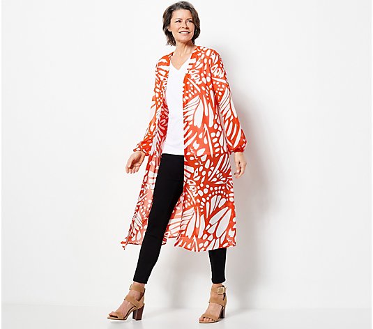 Girl With Curves Regular Butterfly Print Duster