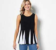  Attitudes by Renee Como Jersey Contrast Godet Top - A500918