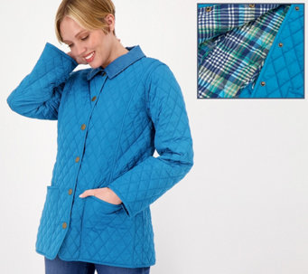 Joan Rivers Quilted Barn Jacket with Plaid Lining - A515218