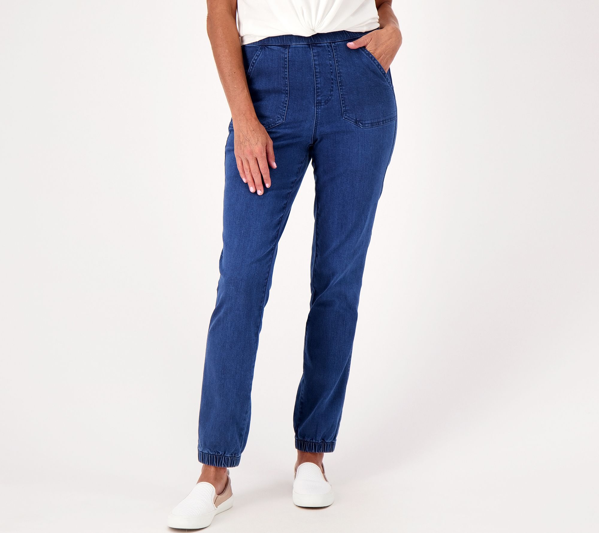 Belle by Kim Gravel Petite Denim TripleLuxe Pull-On_Joggers 