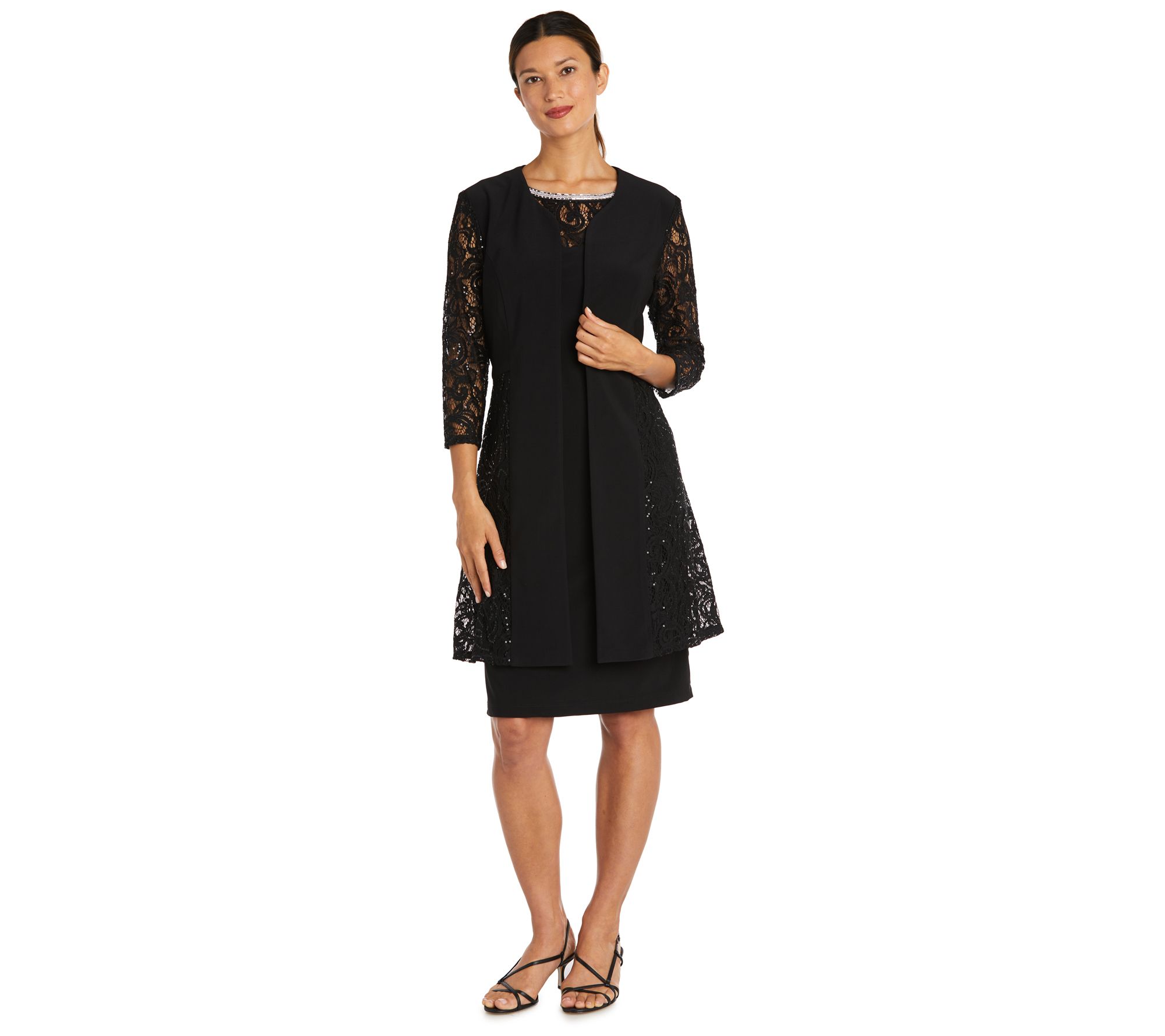 R&M Richards Jersey Lace Jacket Dress - QVC.com