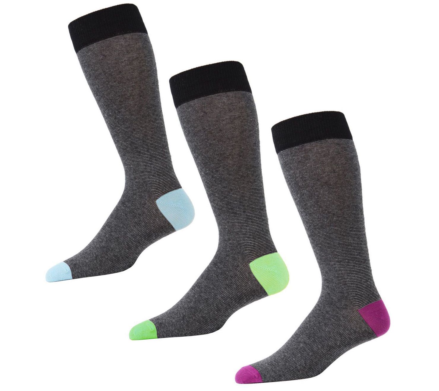 Memoi Men's Textured Tip 3 Pack Crew Sock