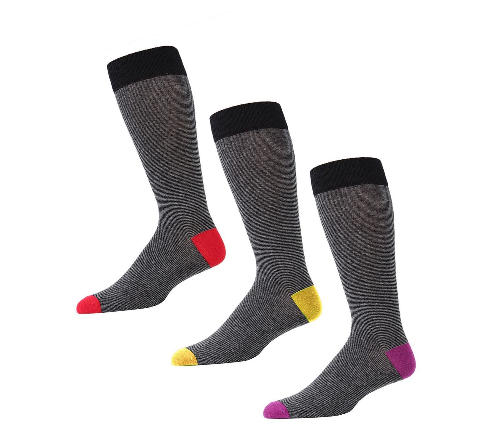 Memoi Men's Textured Tip 3 Pack Crew Sock