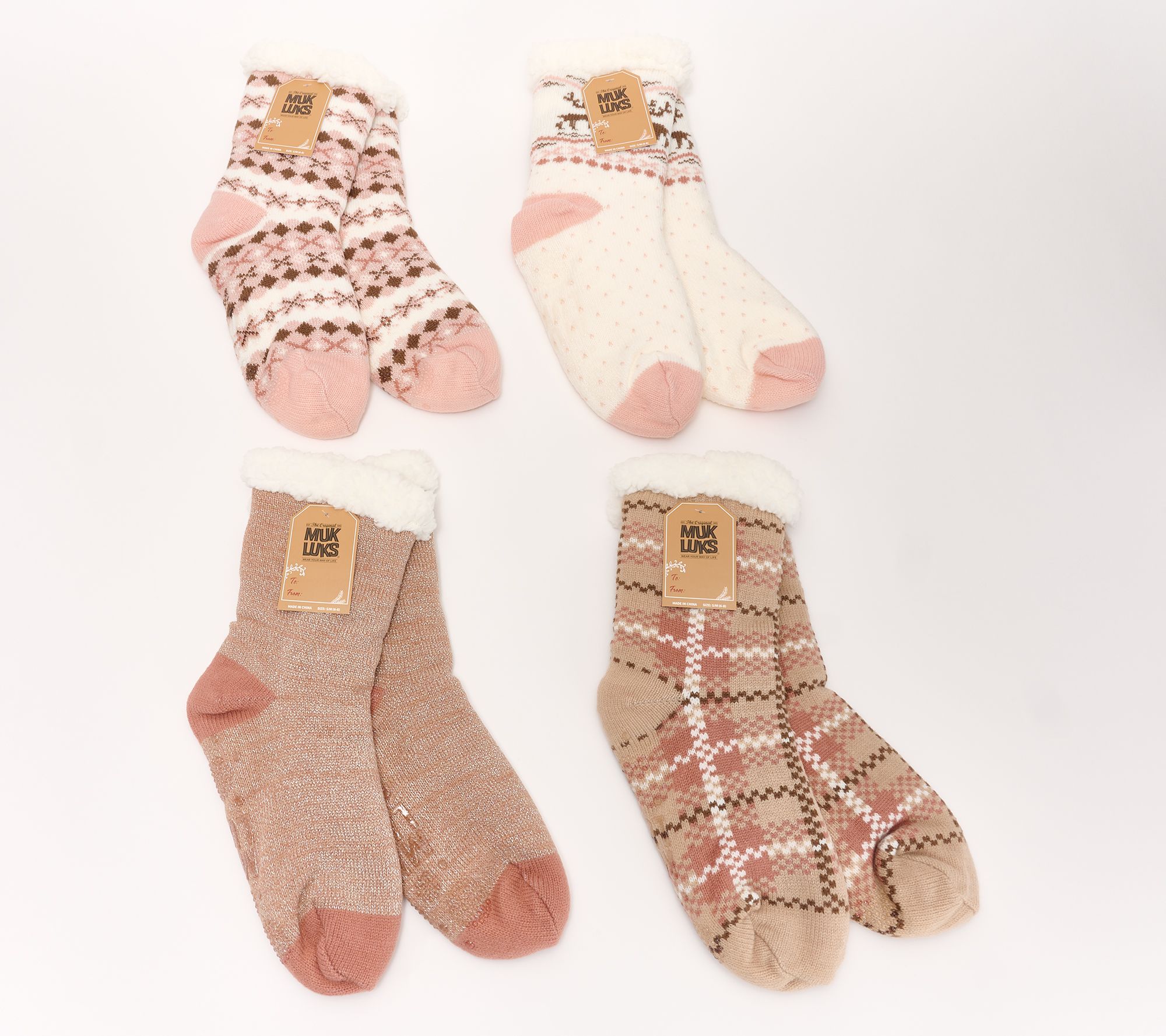 MUK LUKS Set of 4 Short Shea Butter Cabin Socks 