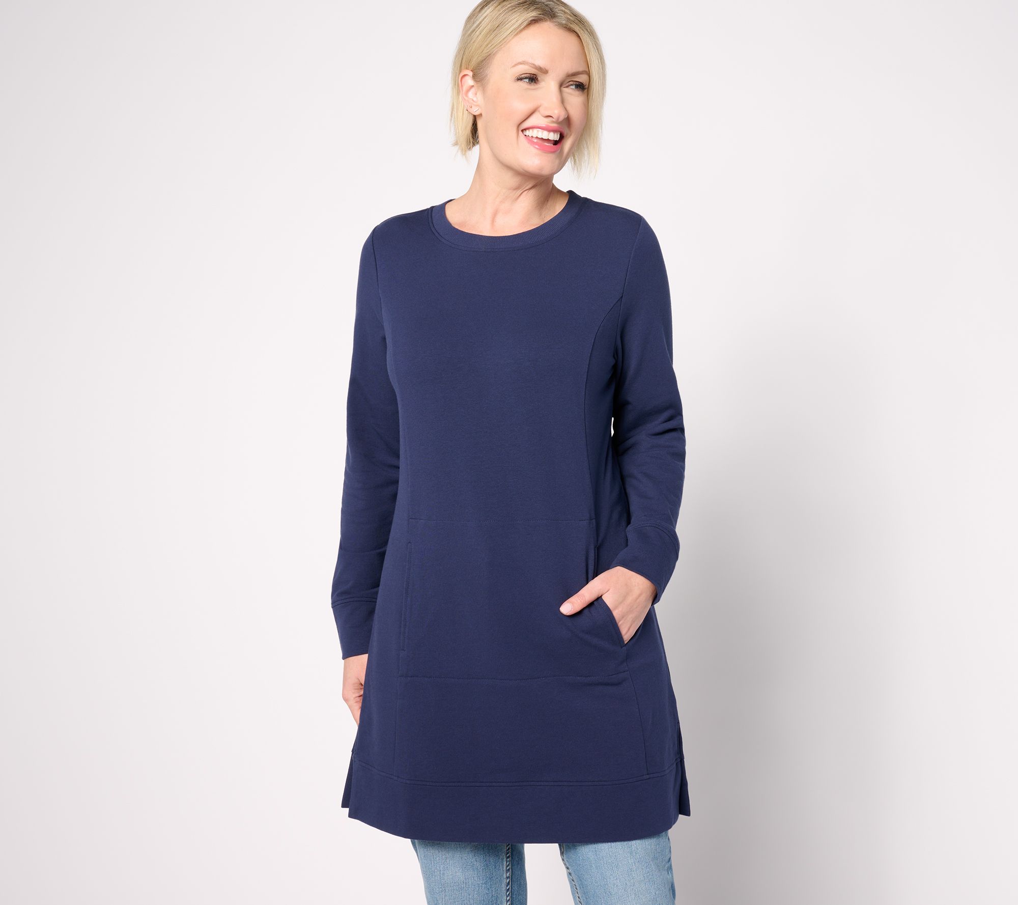 Denim & Co. Active Regular French Terry Crewneck Tunic