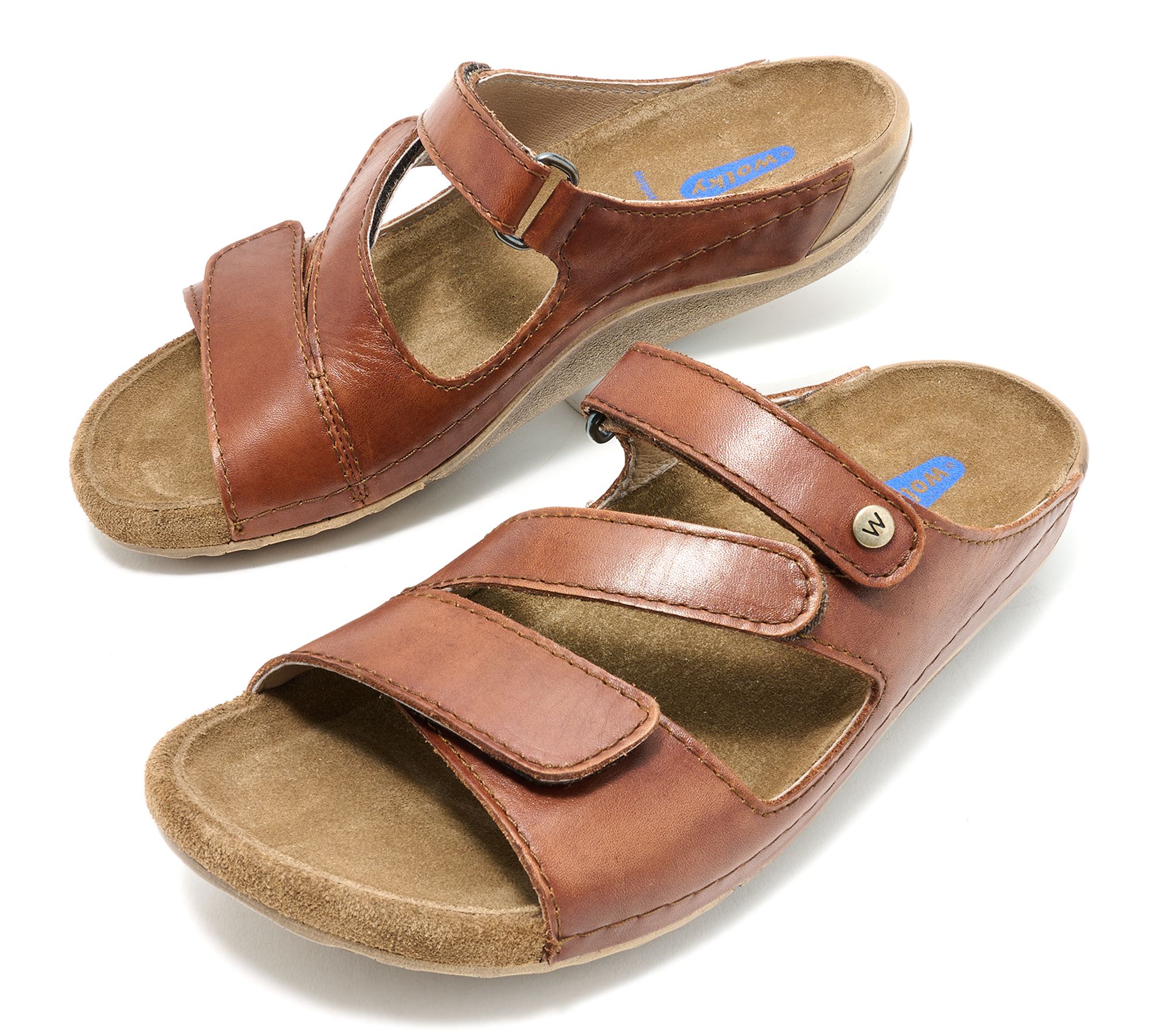 Wolky Adjustable Leather Slide Sandals - Jasper