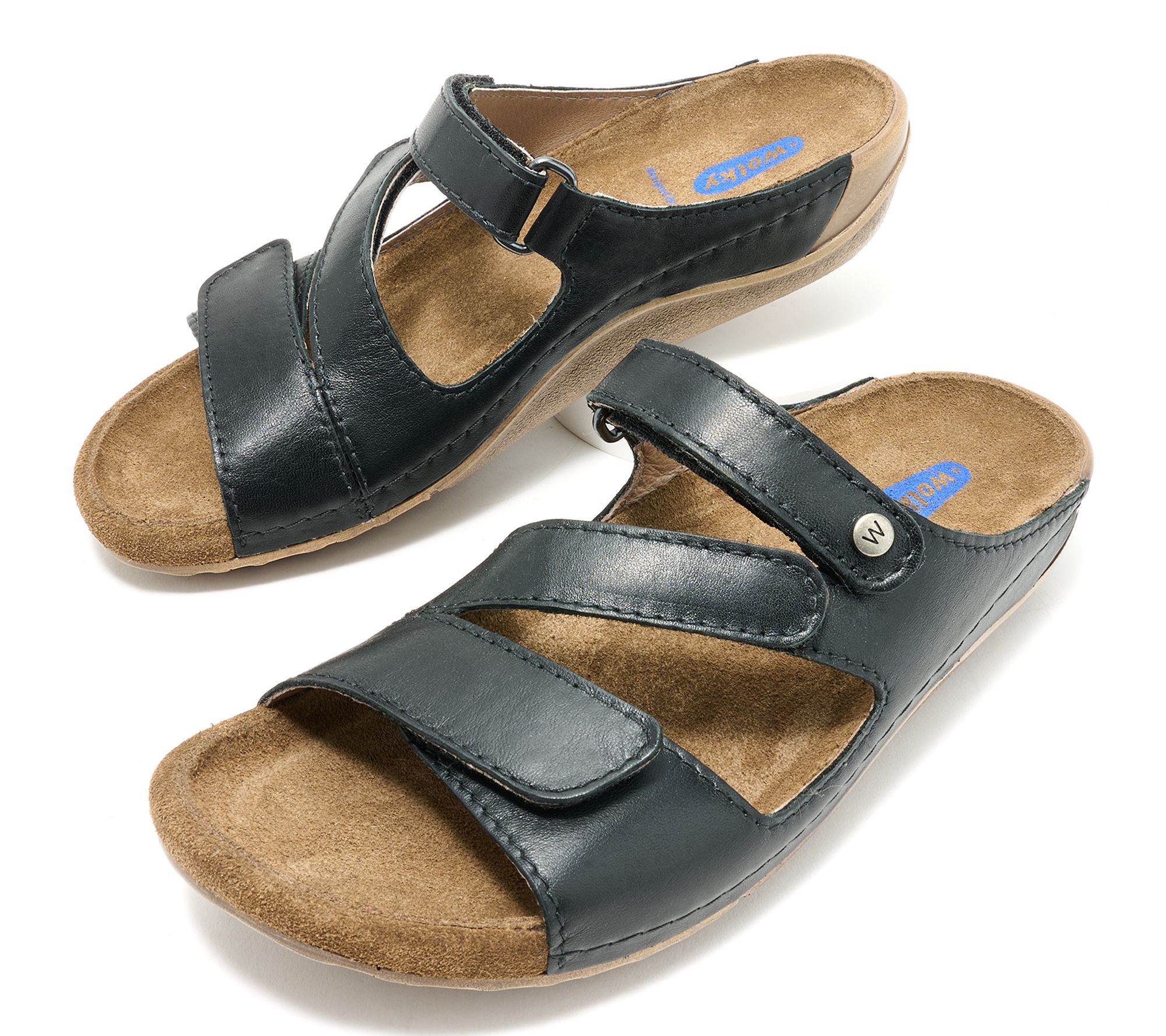 Wolky Adjustable Leather Slide Sandals - Jasper