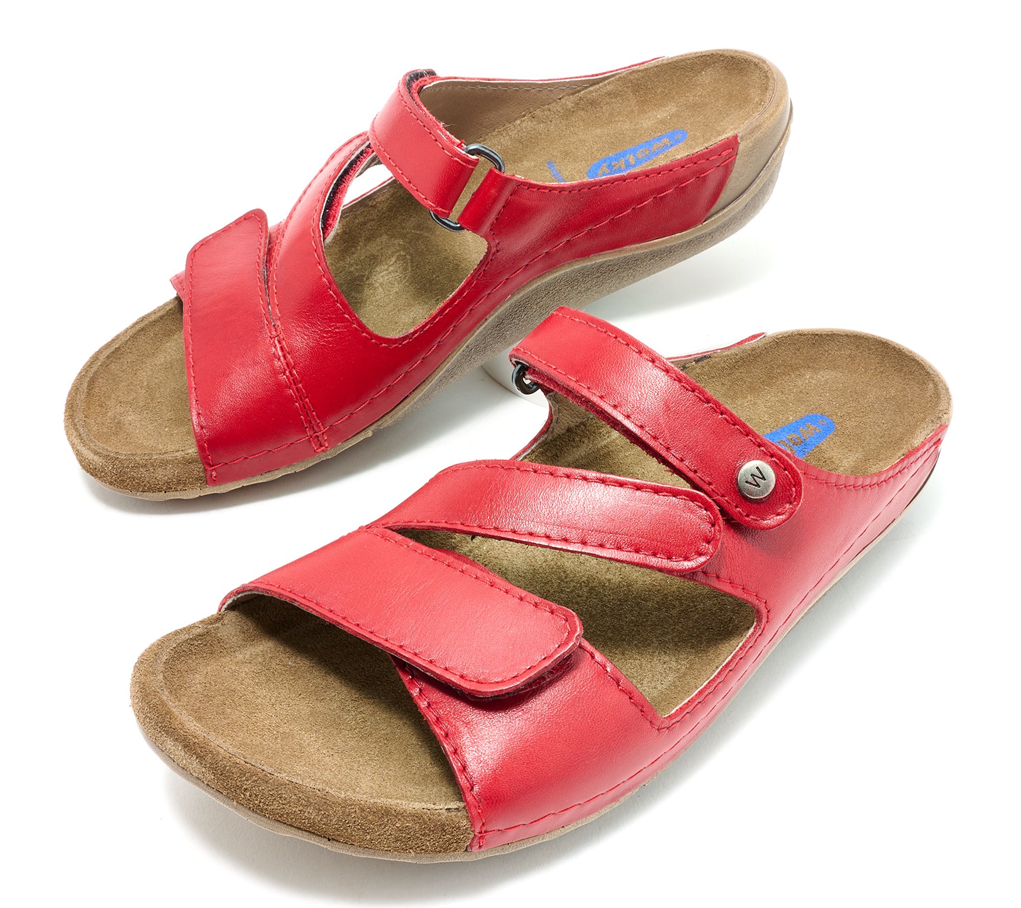 Wolky Adjustable Leather Slide Sandals - Jasper