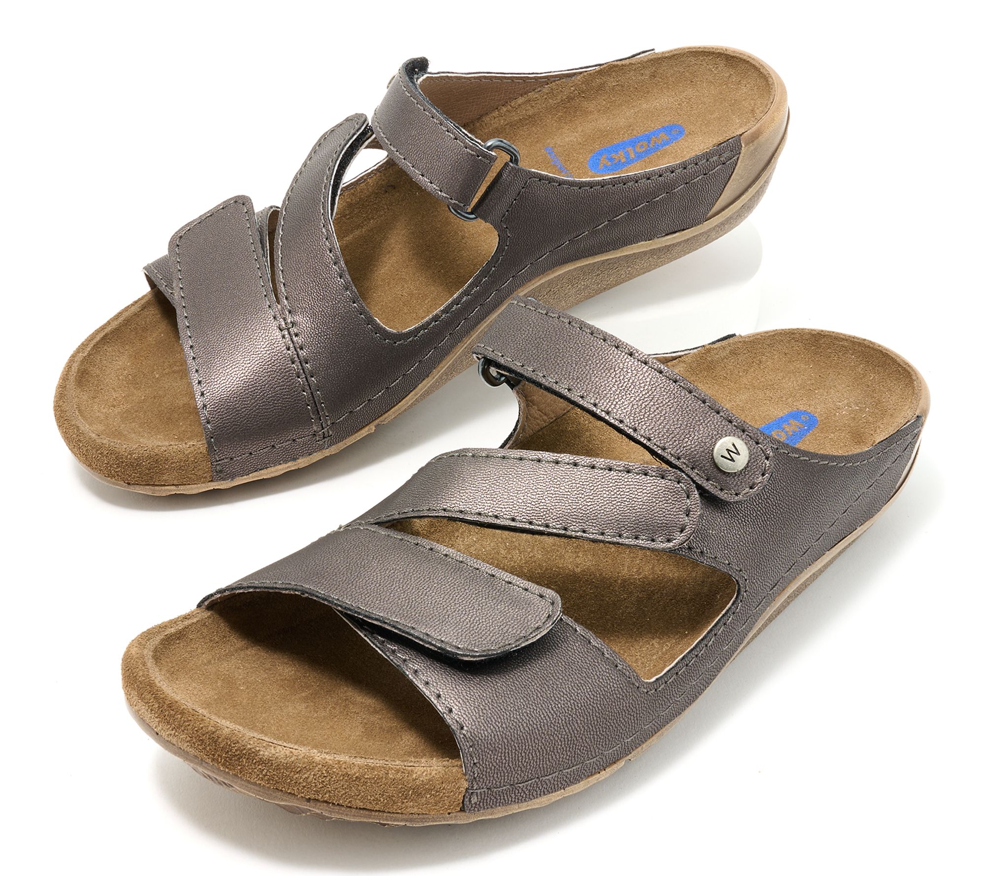 Wolky Adjustable Leather Slide Sandals - Jasper