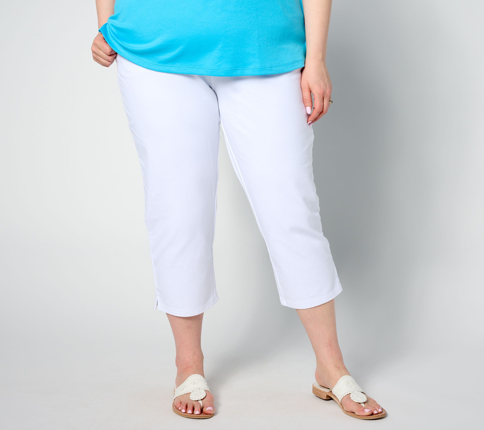 Quacker Factory DreamJeannes Short Flat Waistband Crop Pants