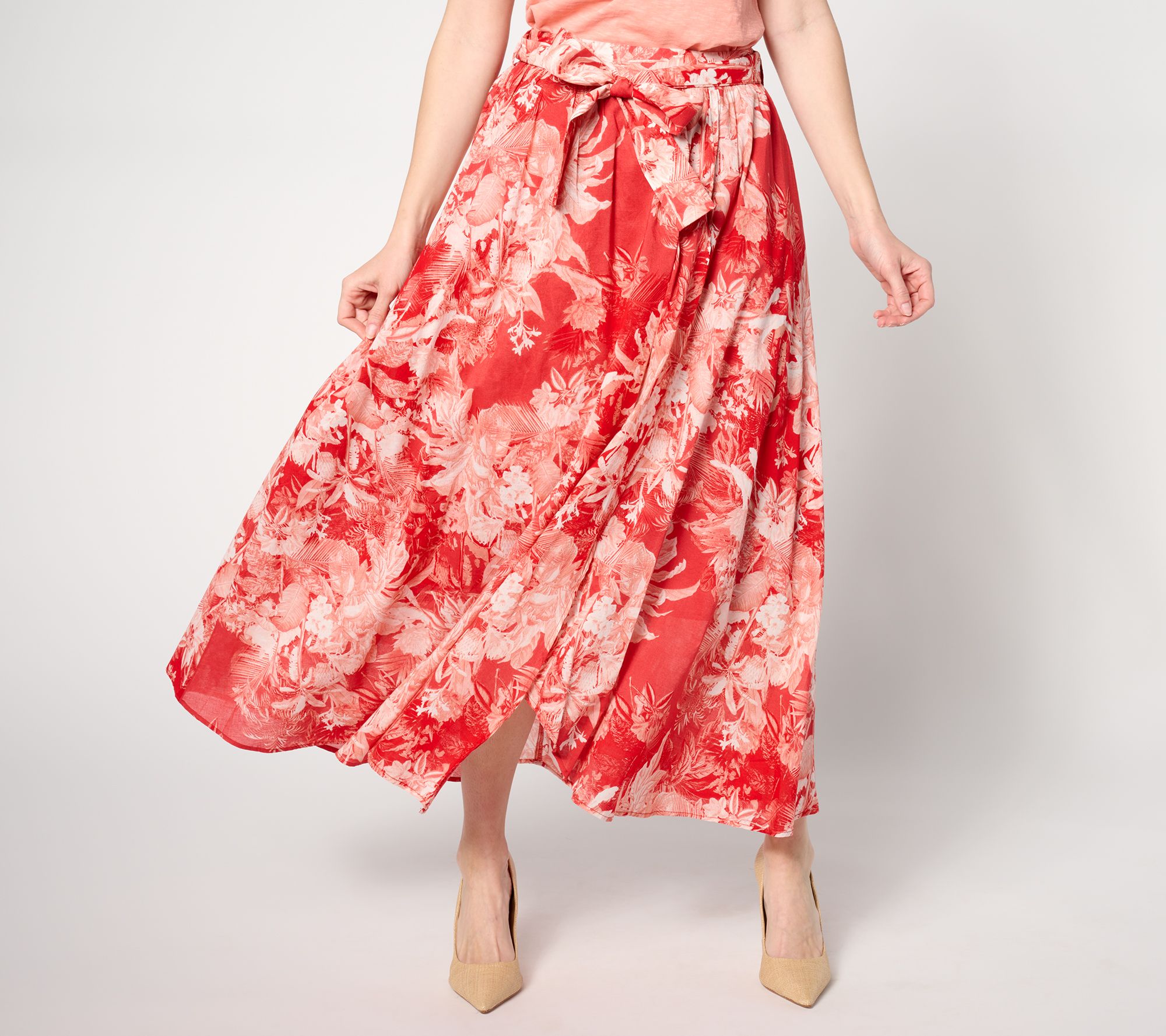 BEAUTIFUL by Lawrence Zarian Petite Printed Faux Wrap Midi Skirt