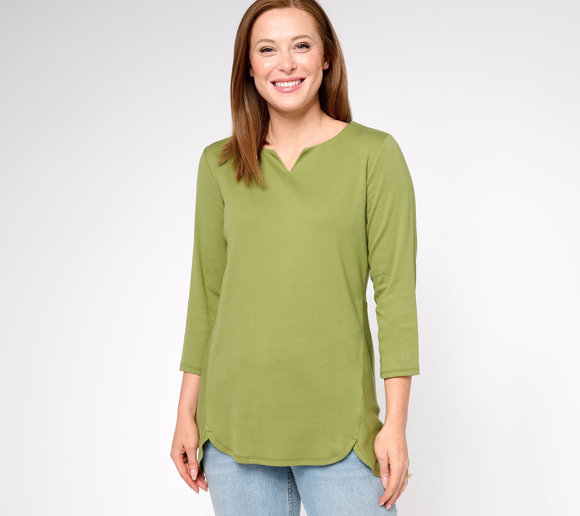 "As Is" Isaac Mizrahi Live! Essentials Ribbed Pima Cotton Top