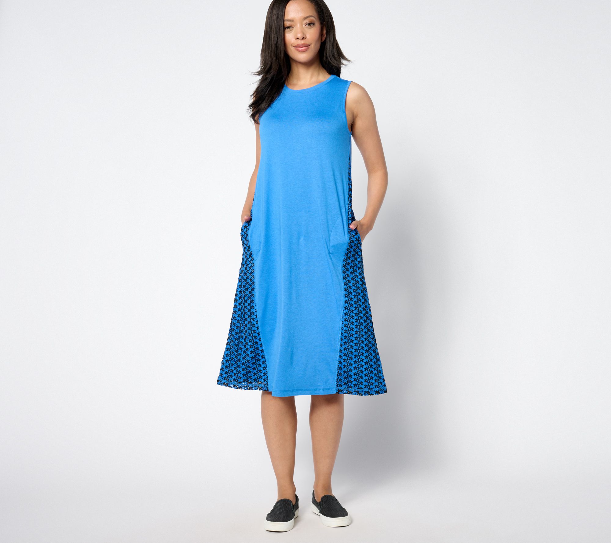 LOGO by Lori Goldstein Regular Raschel Knit Mix Tank Dress