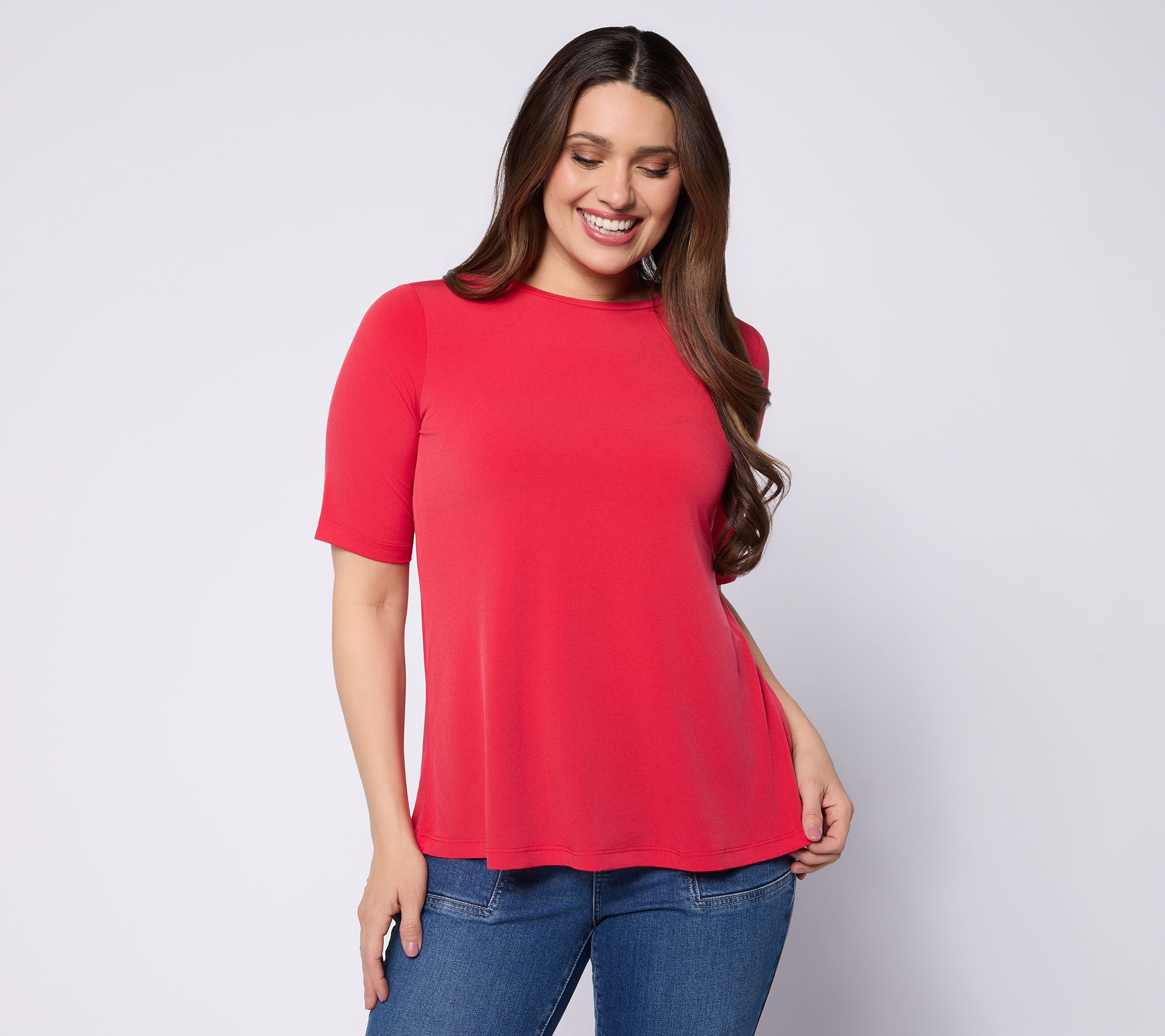 Susan Graver Modern Essentials Liquid Knit Crew-Neck Top