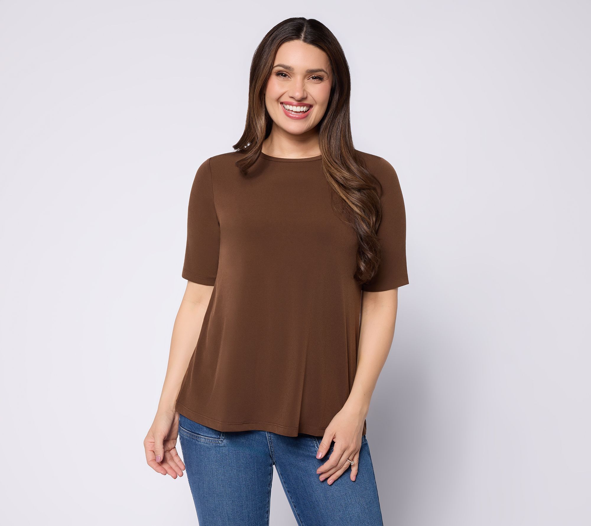 Susan Graver Modern Essentials Liquid Knit Crew-Neck Top
