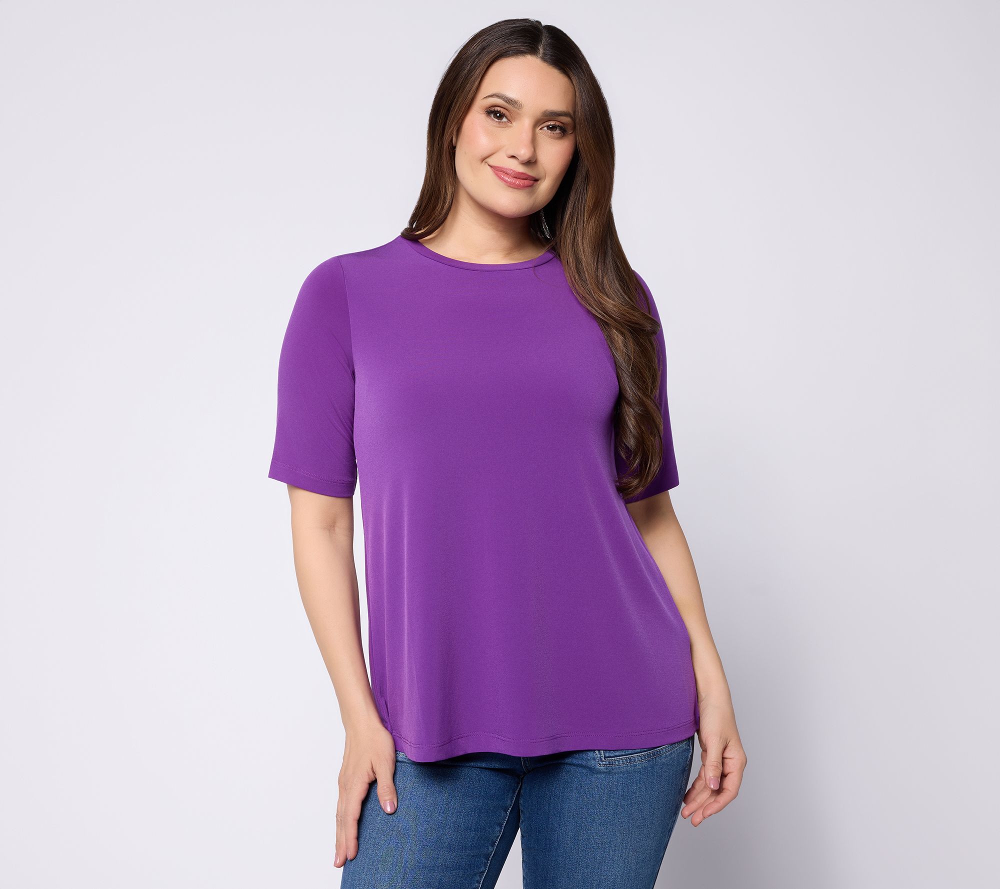 Susan Graver Modern Essentials Liquid Knit Crew-Neck Top
