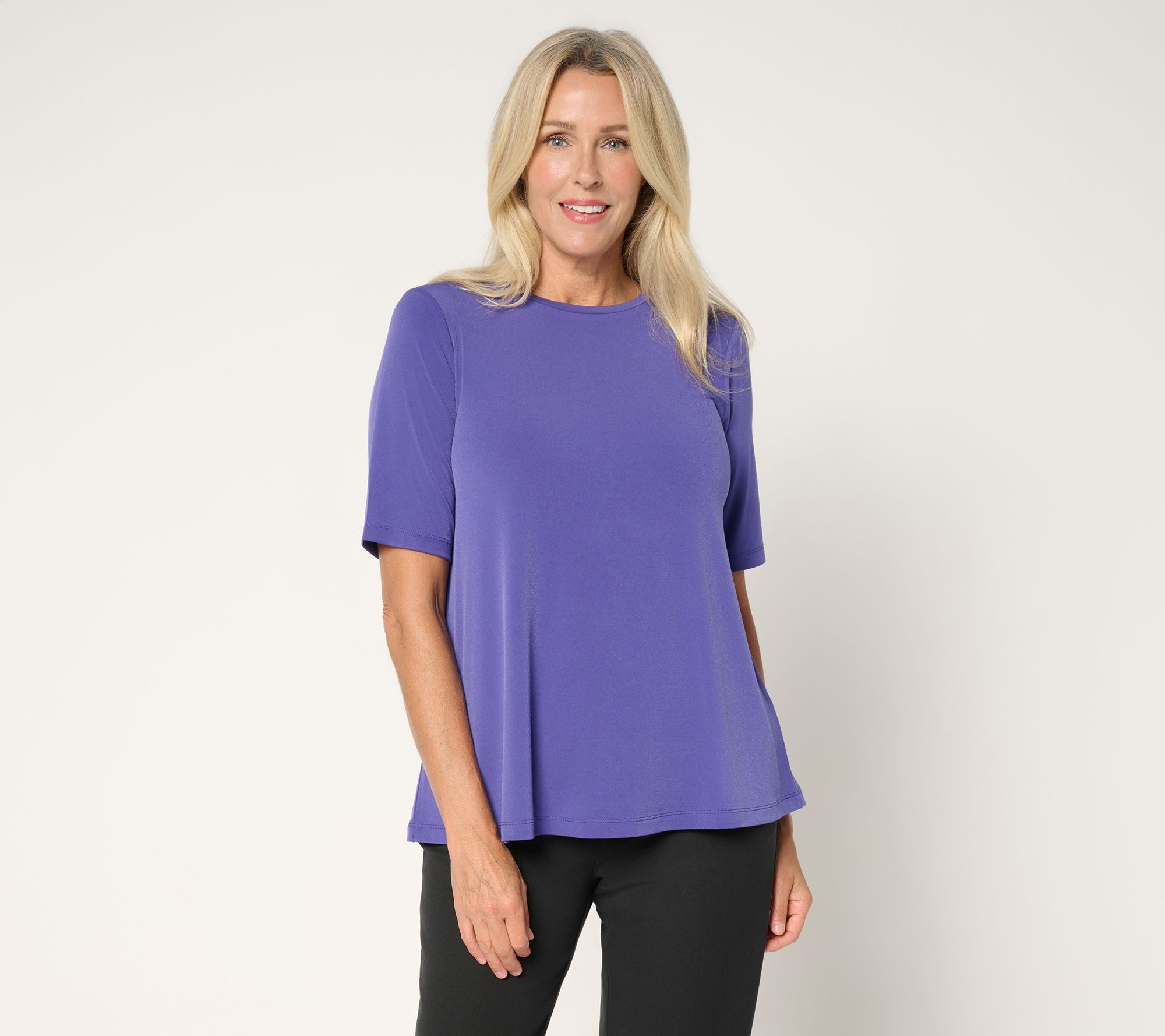 Susan Graver Modern Essentials Liquid Knit Crew-Neck Top