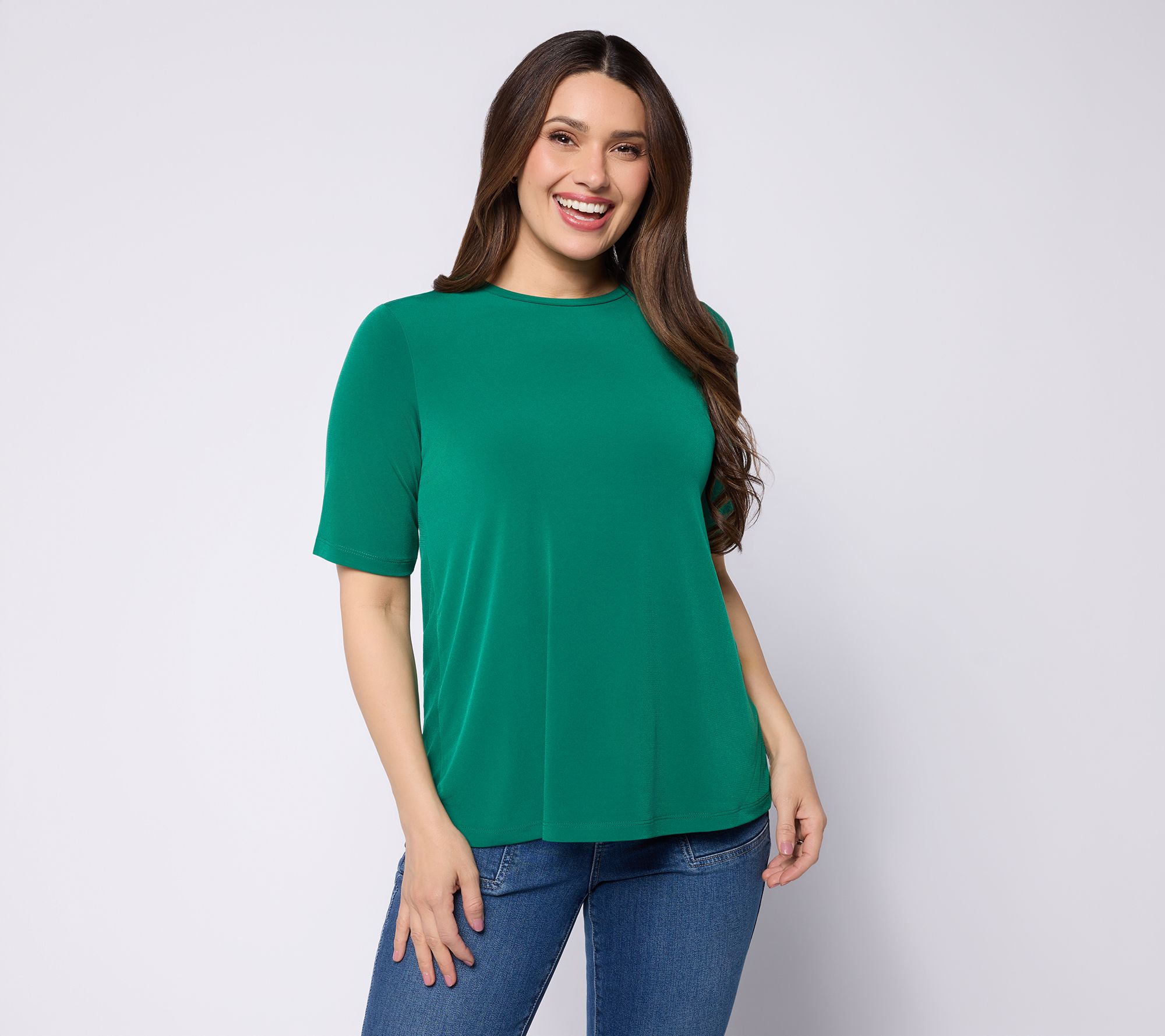 Susan Graver Modern Essentials Liquid Knit Crew-Neck Top