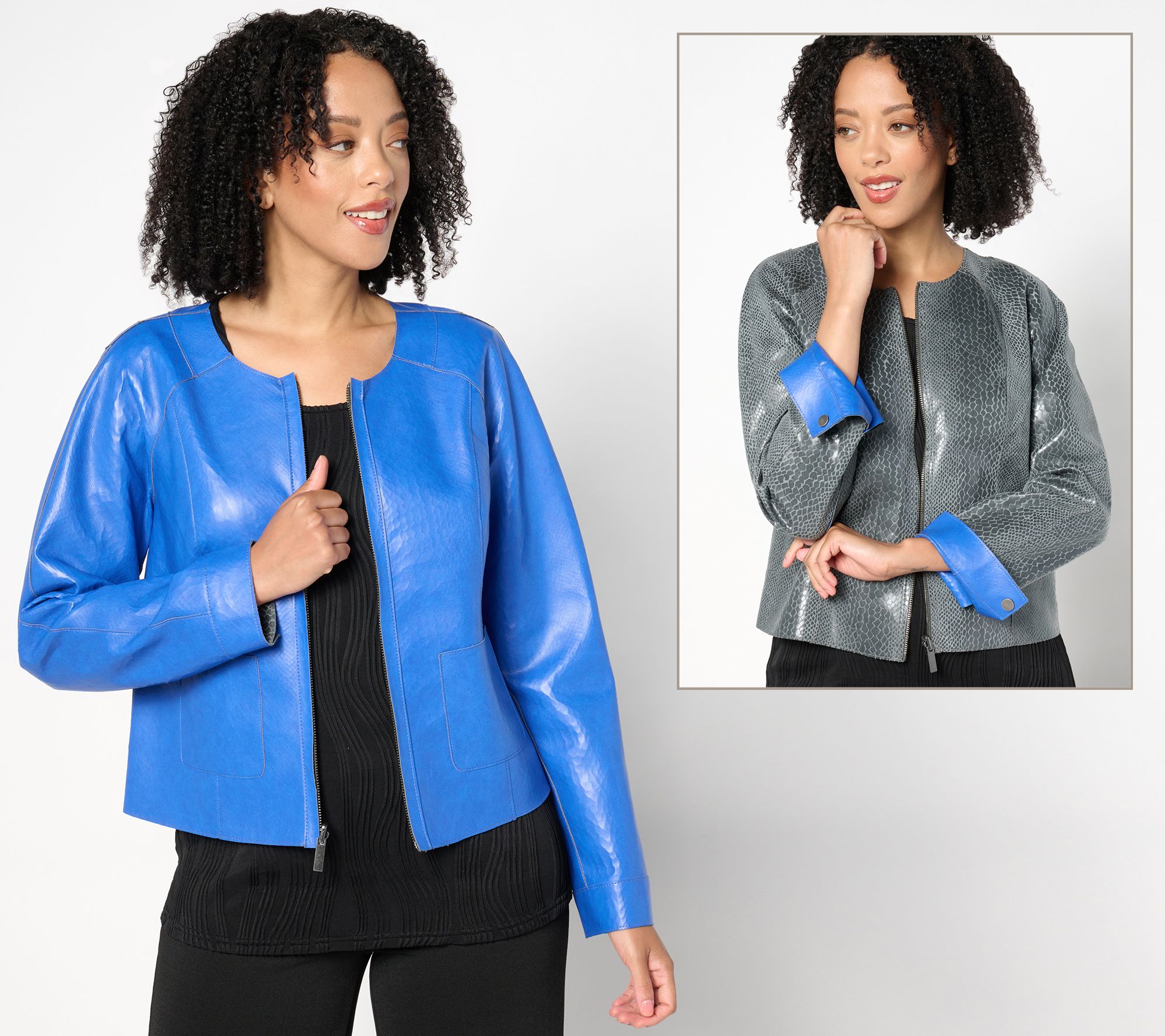 Women with Control Reversible Faux Leather Jacket
