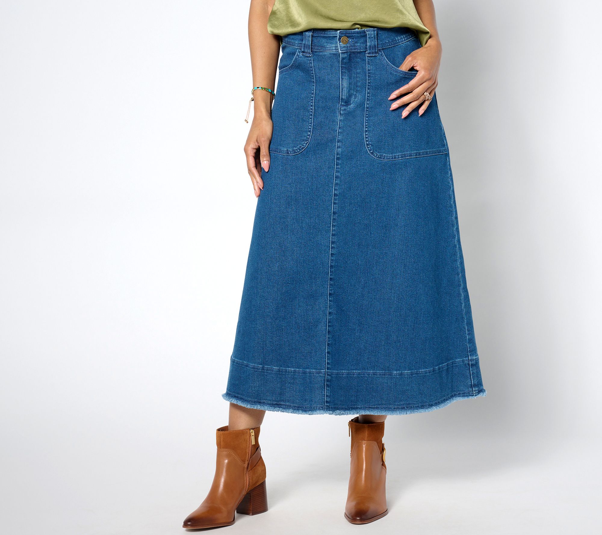 Me by Jennie Garth Dune Regular Indigo Denim Midi Skirt