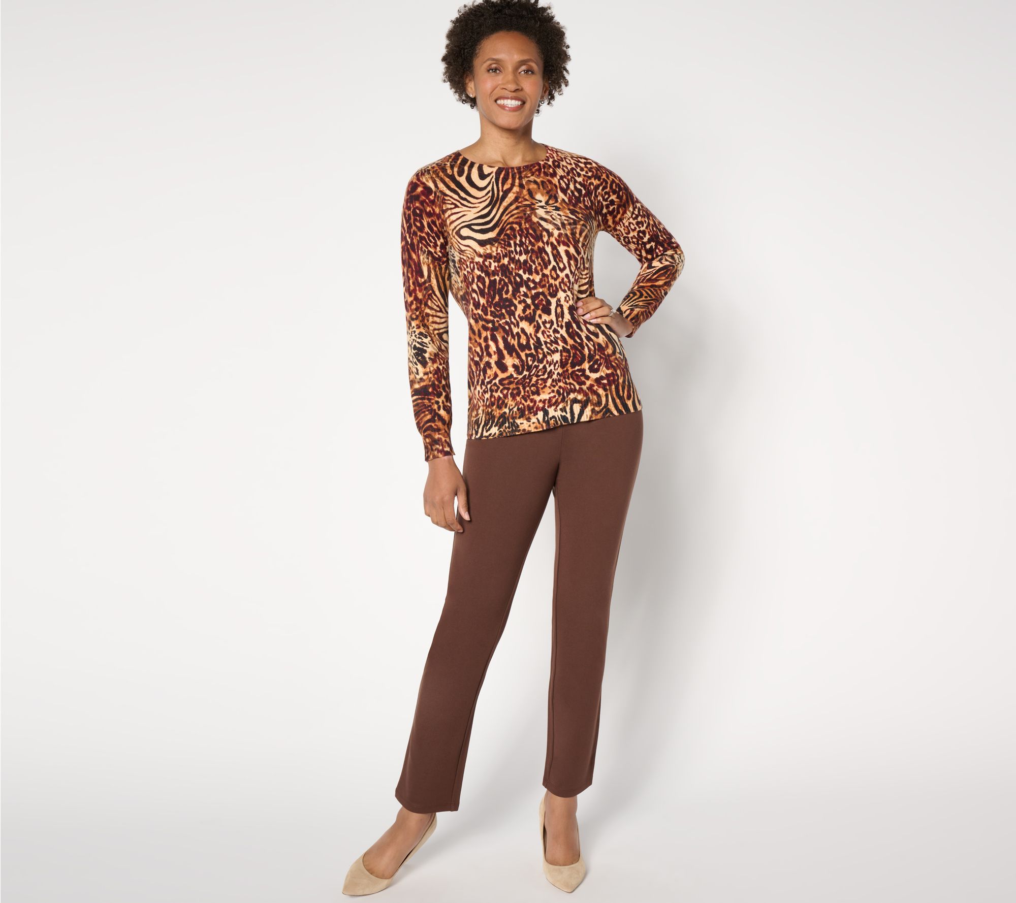 Attitudes by Renee Long Sleeve Printed Sweater - QVC.com