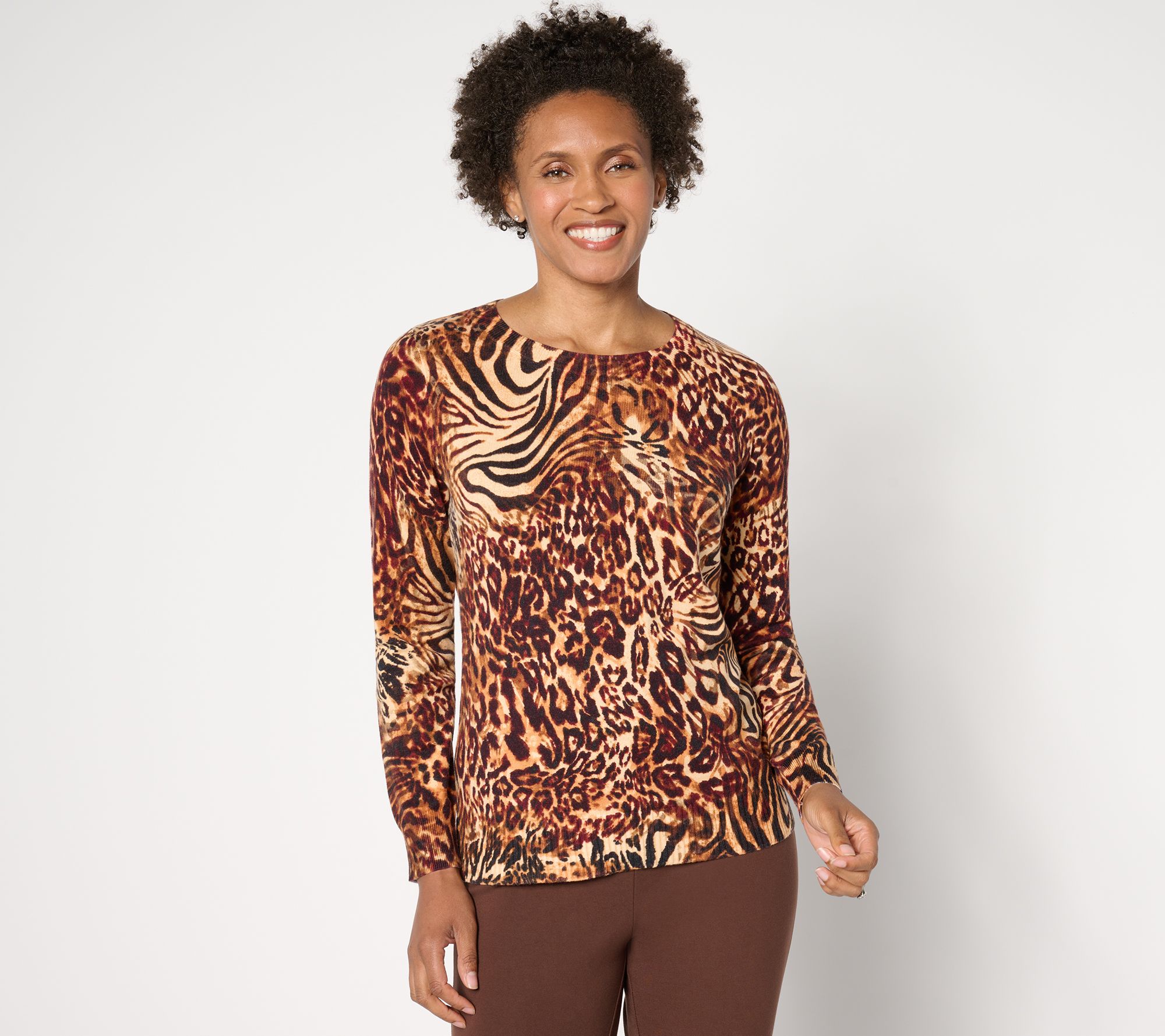 Attitudes by Renee Long Sleeve Printed Sweater