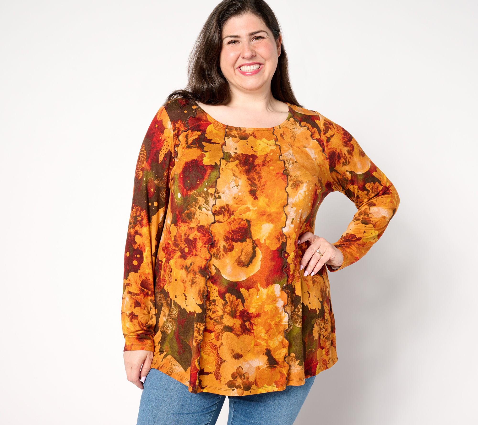  Attitudes by Renee Ballet Neck Top w/ Detail Seaming