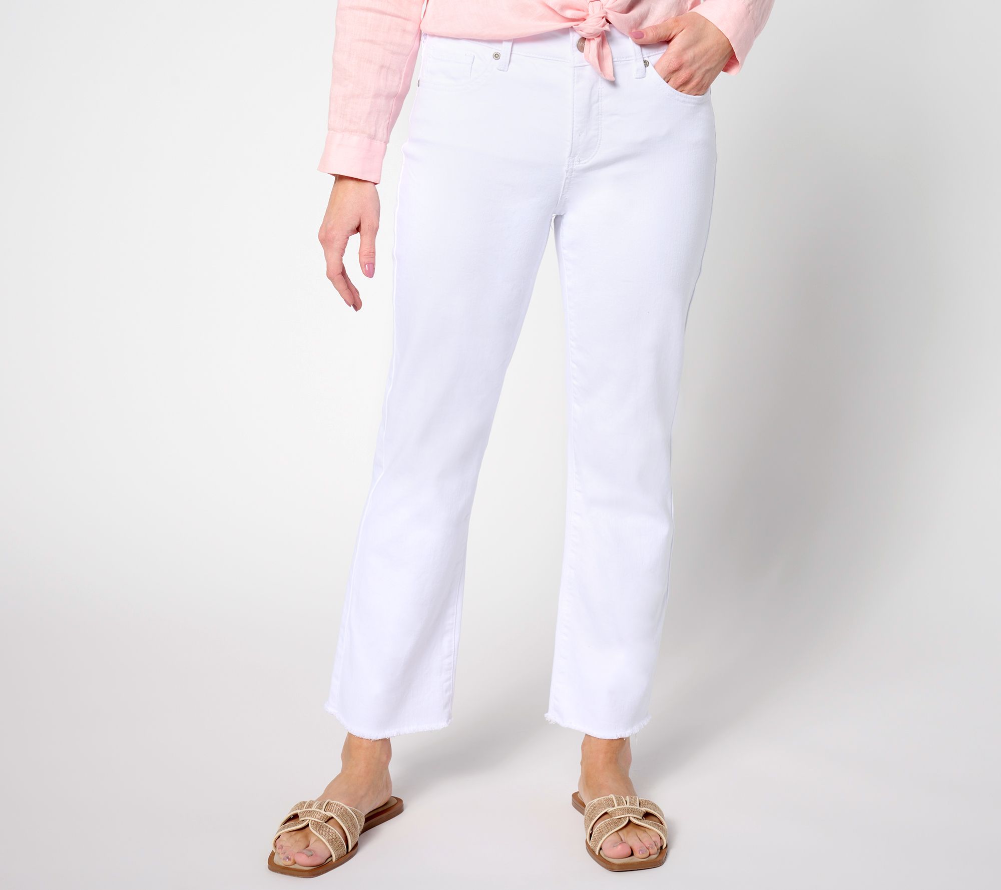 "As Is" NYDJ Marilyn Ankle with Fray Hem in Cool Embrace -Optic White