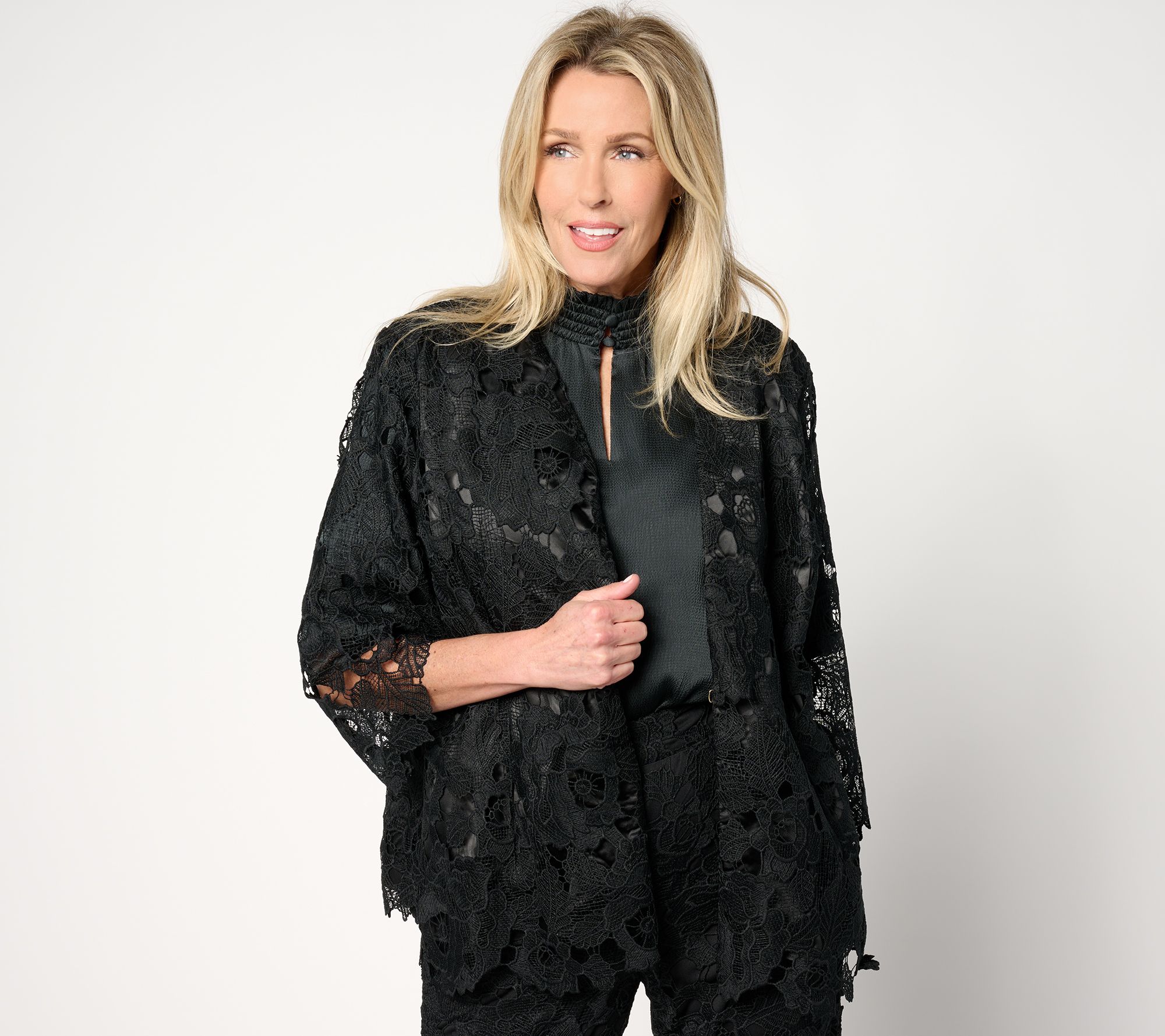 "As Is" Isaac Mizrahi Live! Always Isaac Lace Blazer with Pockets