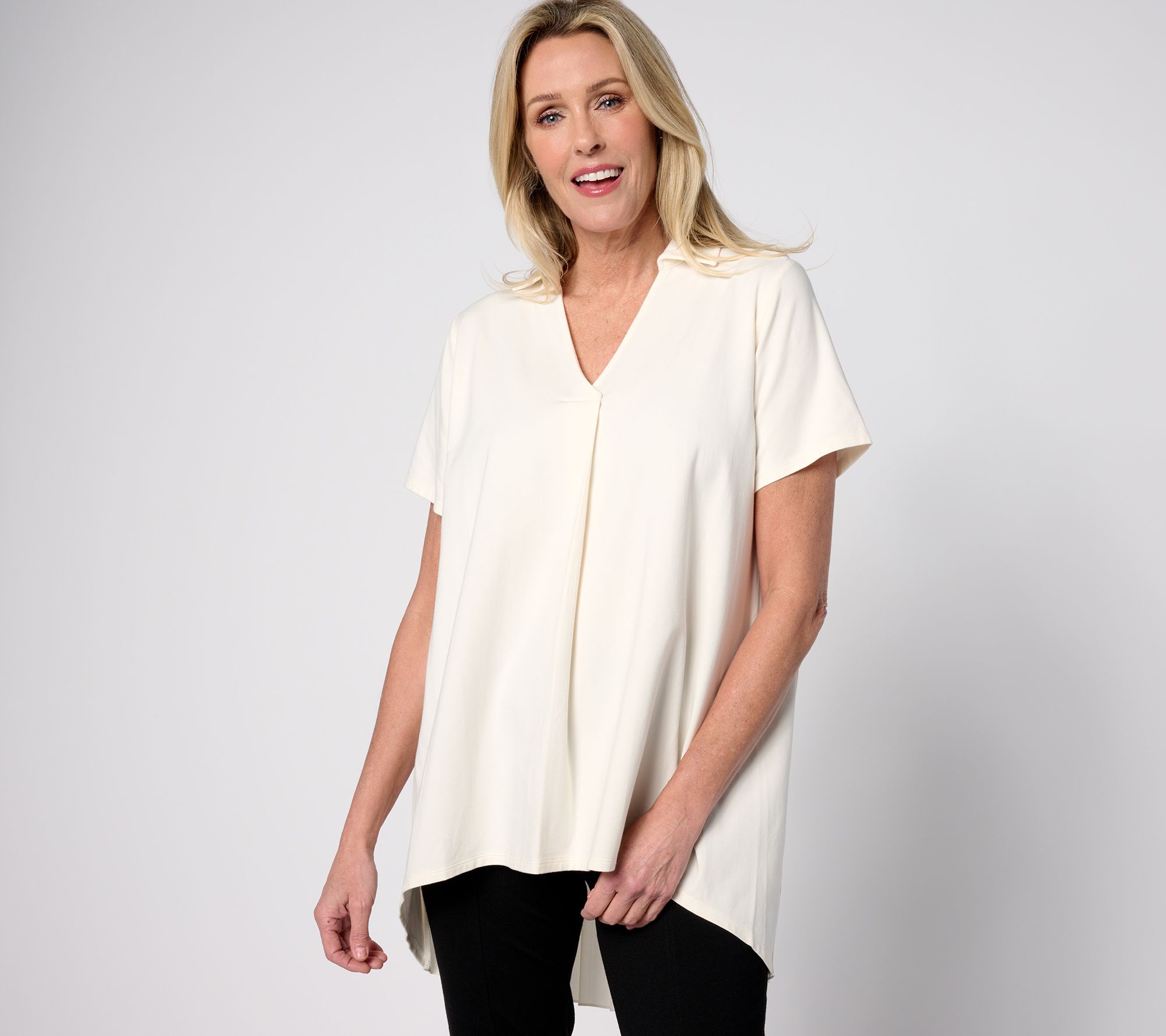 "As Is" BEAUTIFUL by Lawrence Zarian Regular Hi-Low Tunic w/Pleat