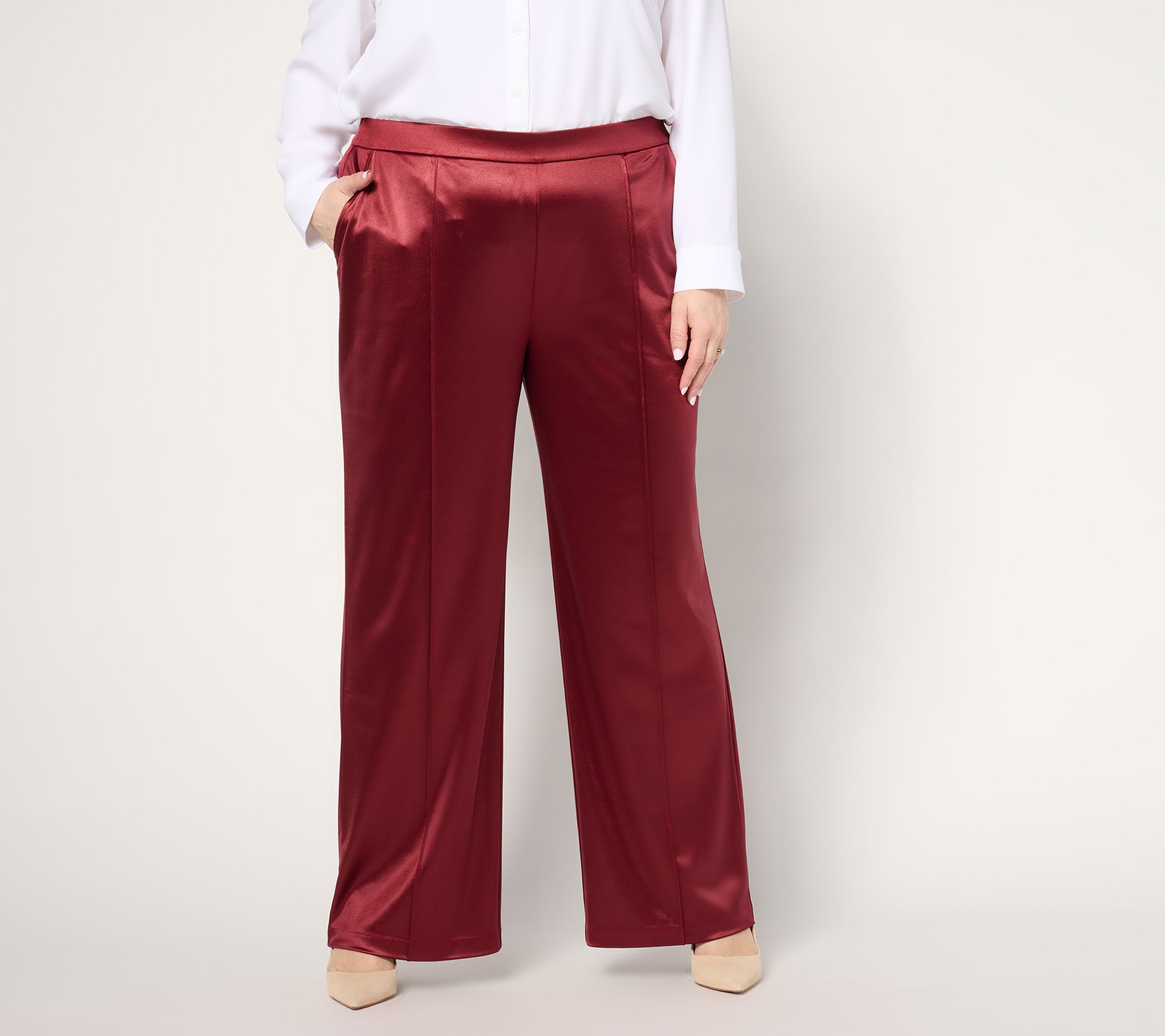 Isaac Mizrahi Live! Tall Always Isaac Knit Satin Wide Leg