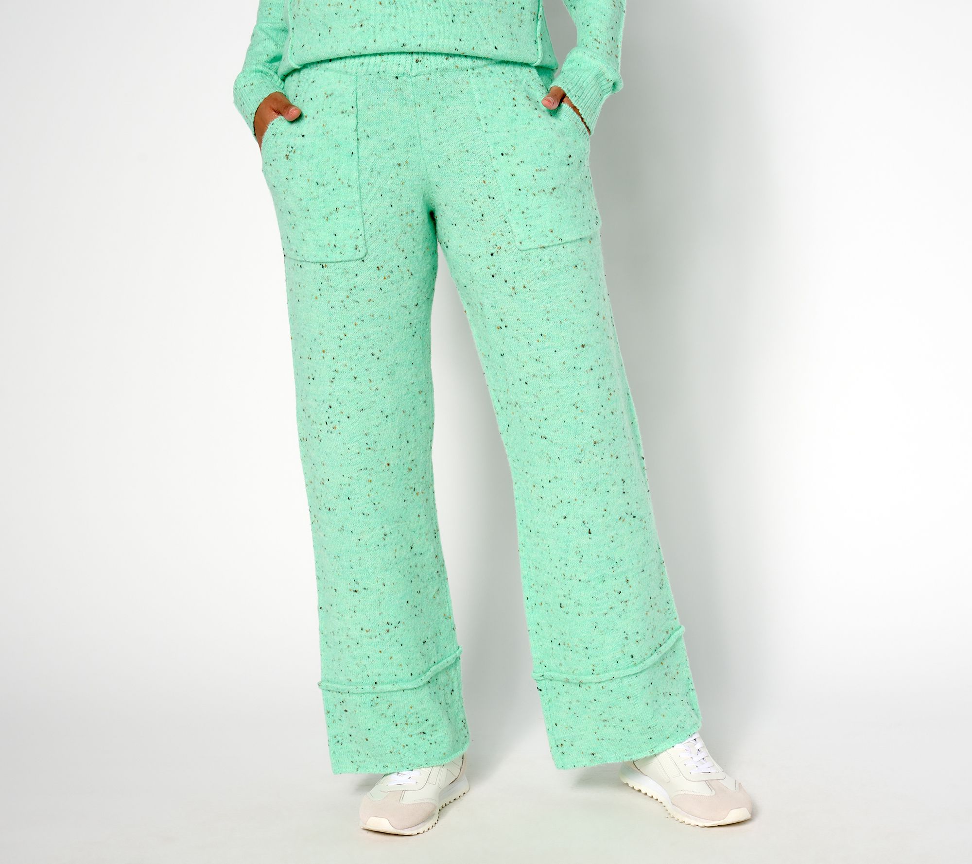 AnyBody Petite Flecked Sweater Pull-On Pants with Pockets