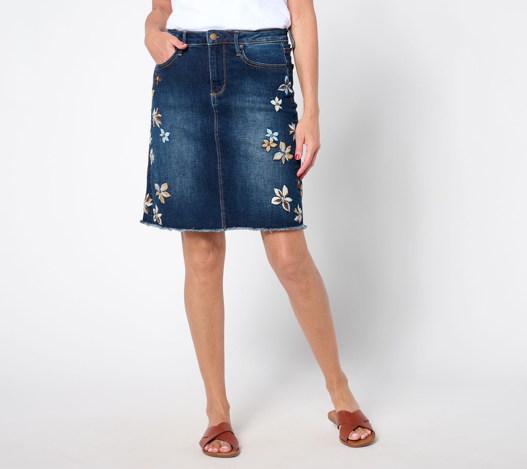 "As Is" Driftwood Jeans Saydi Embroider Skirt- Indigo Detached