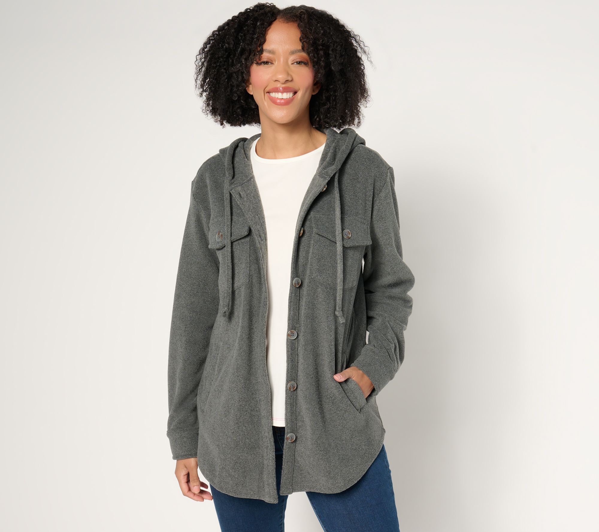 Belle by Kim Gravel Go To Fleece Hooded Shacket - QVC.com