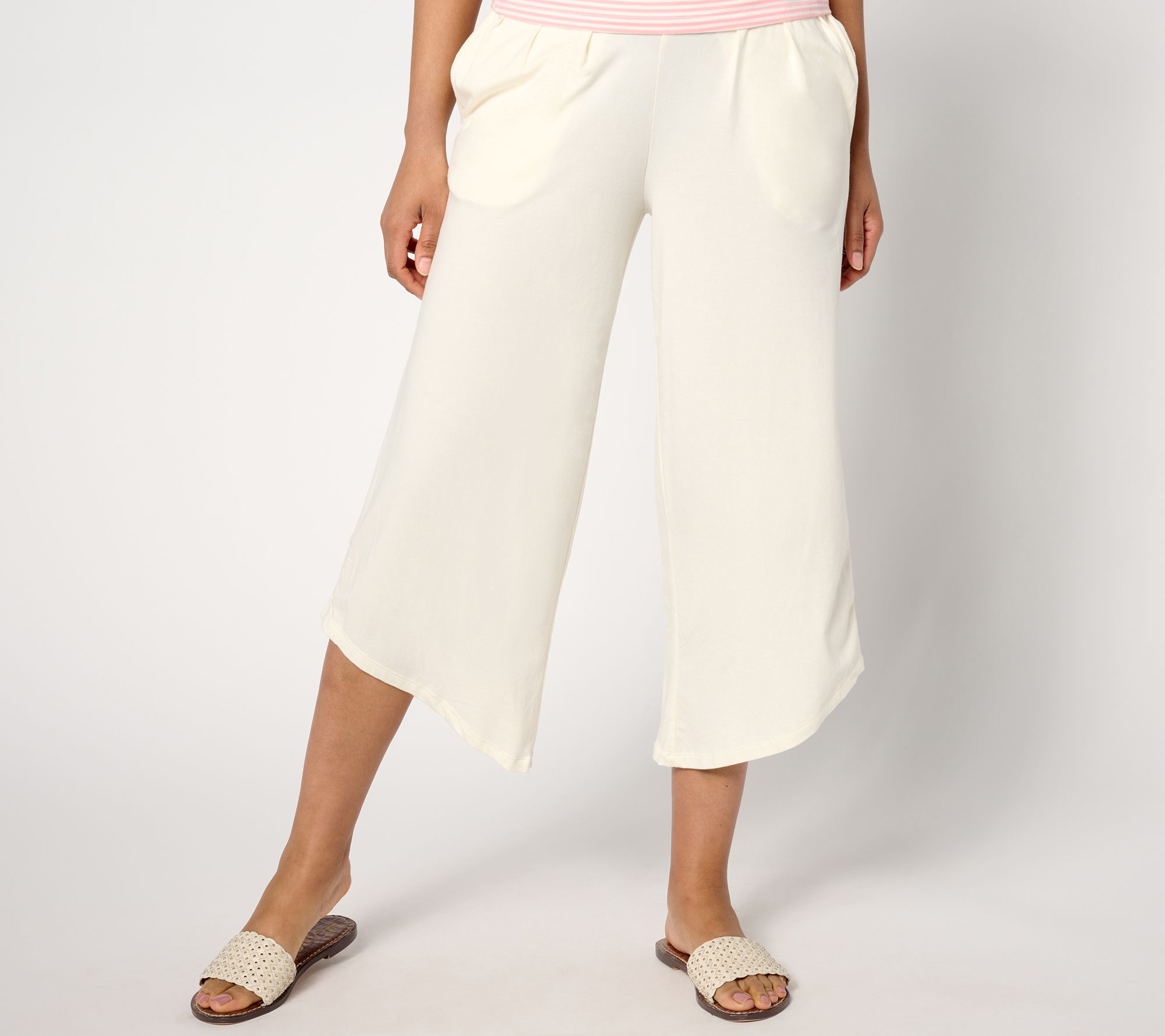 "As Is" AnyBody Lounge Petite Cozy Knit Pleated Wide Leg Pant
