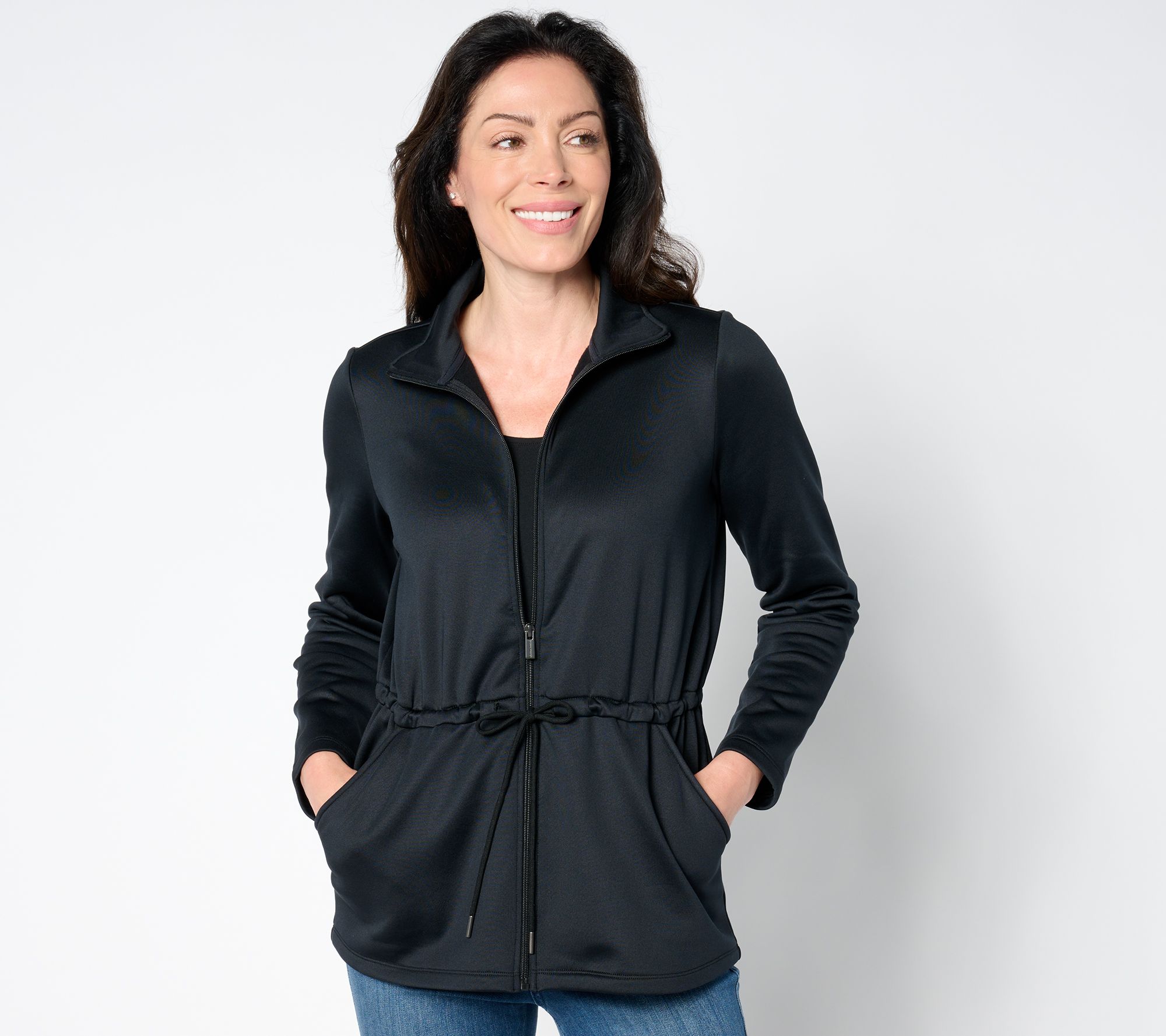 "As Is" Susan Graver Chic Fleece Cinched Waist Jacket