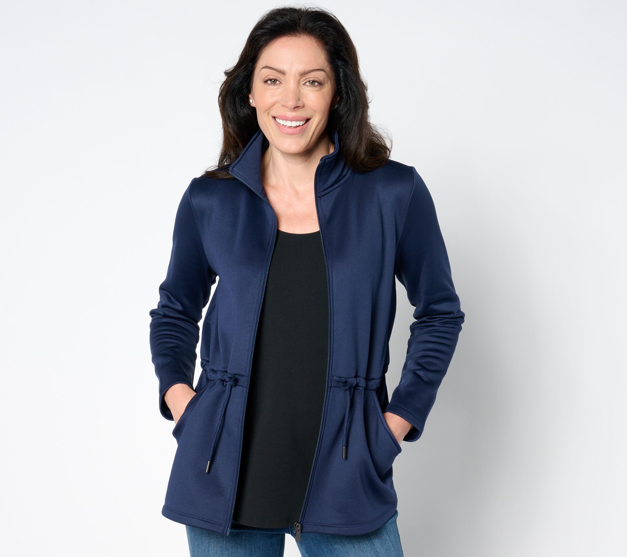 "As Is" Susan Graver Chic Fleece Cinched Waist Jacket