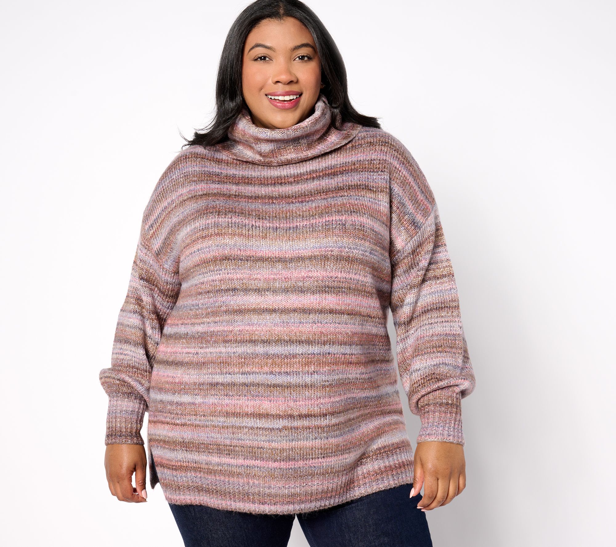 "As Is" Belle Boho by Kim Gravel Rainbow Yarn Turtleneck Sweater
