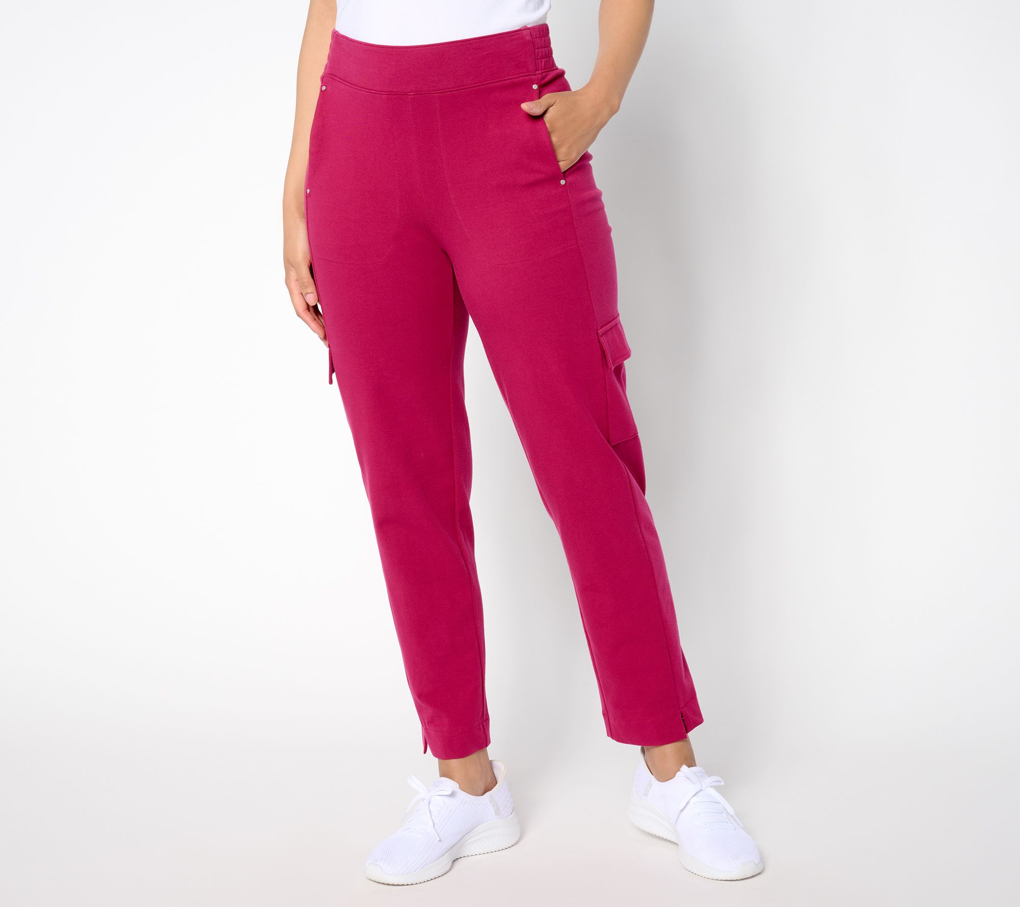 "As Is" Sport Savvy Petite Stretch Jersey Pull-On Ankle Cargo Pant