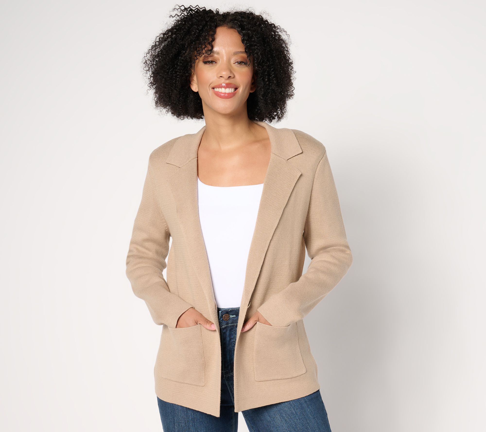 "As Is" Isaac Mizrahi Live! Estate Single Button Milano Stitch Blazer